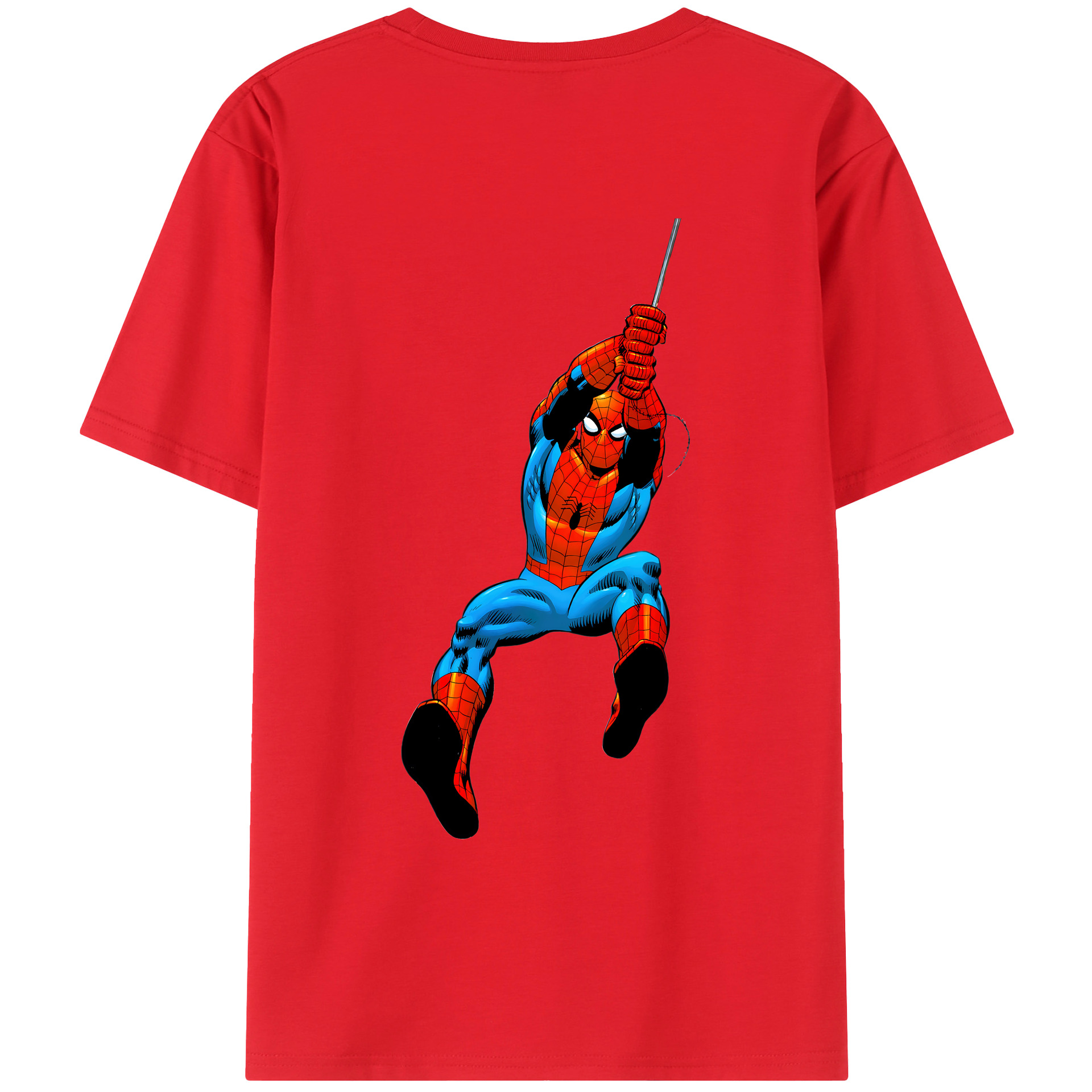 （画像用） Spider Man スパイダーマン 綿100％ メンズ半袖Tシャツ（バックプリント） 通気性