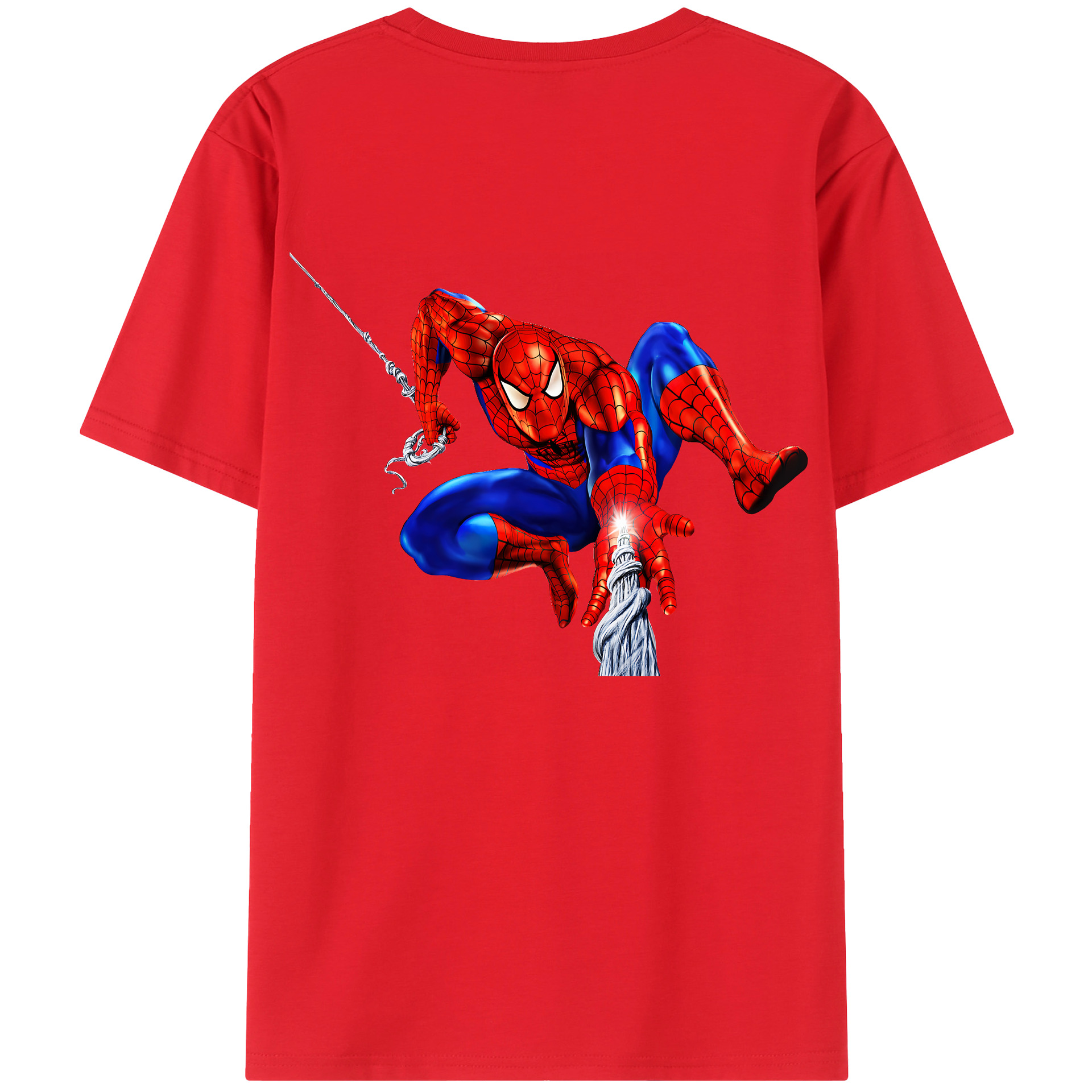 （画像用） Spider Man スパイダーマン 綿100％ メンズ半袖Tシャツ（バックプリント） 通気性