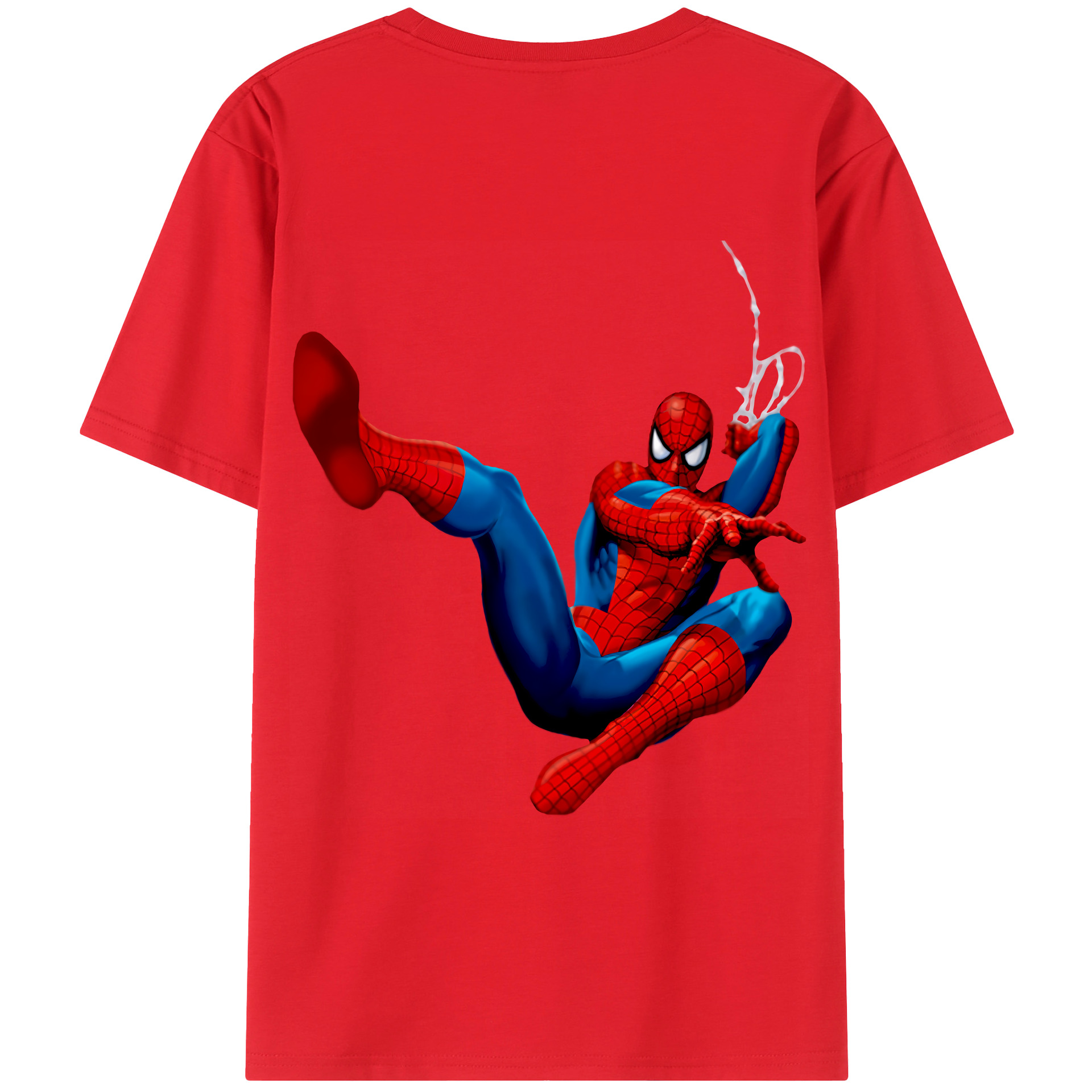 （画像用） Spider Man スパイダーマン 綿100％ メンズ半袖Tシャツ（バックプリント） 通気性