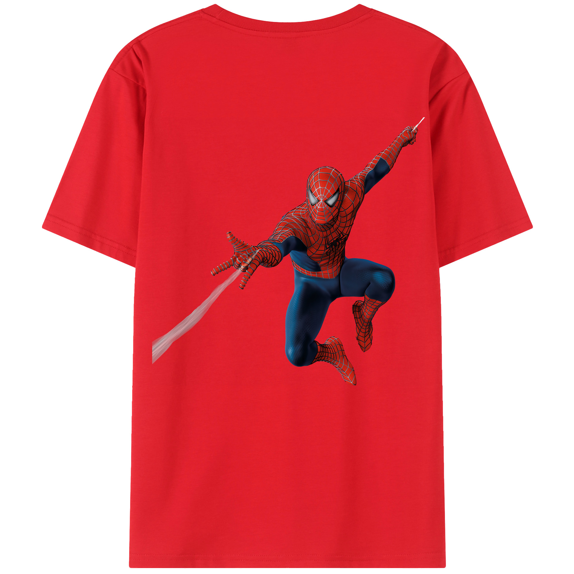（画像用） Spider Man スパイダーマン 綿100％ メンズ半袖Tシャツ（バックプリント） 通気性