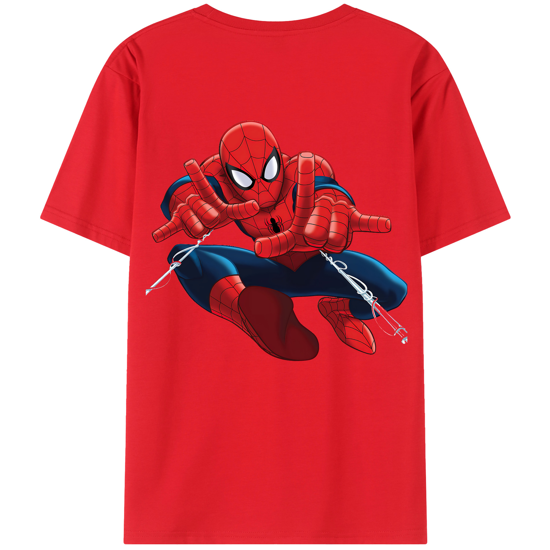（画像用） Spider Man スパイダーマン 綿100％ メンズ半袖Tシャツ（バックプリント） 通気性