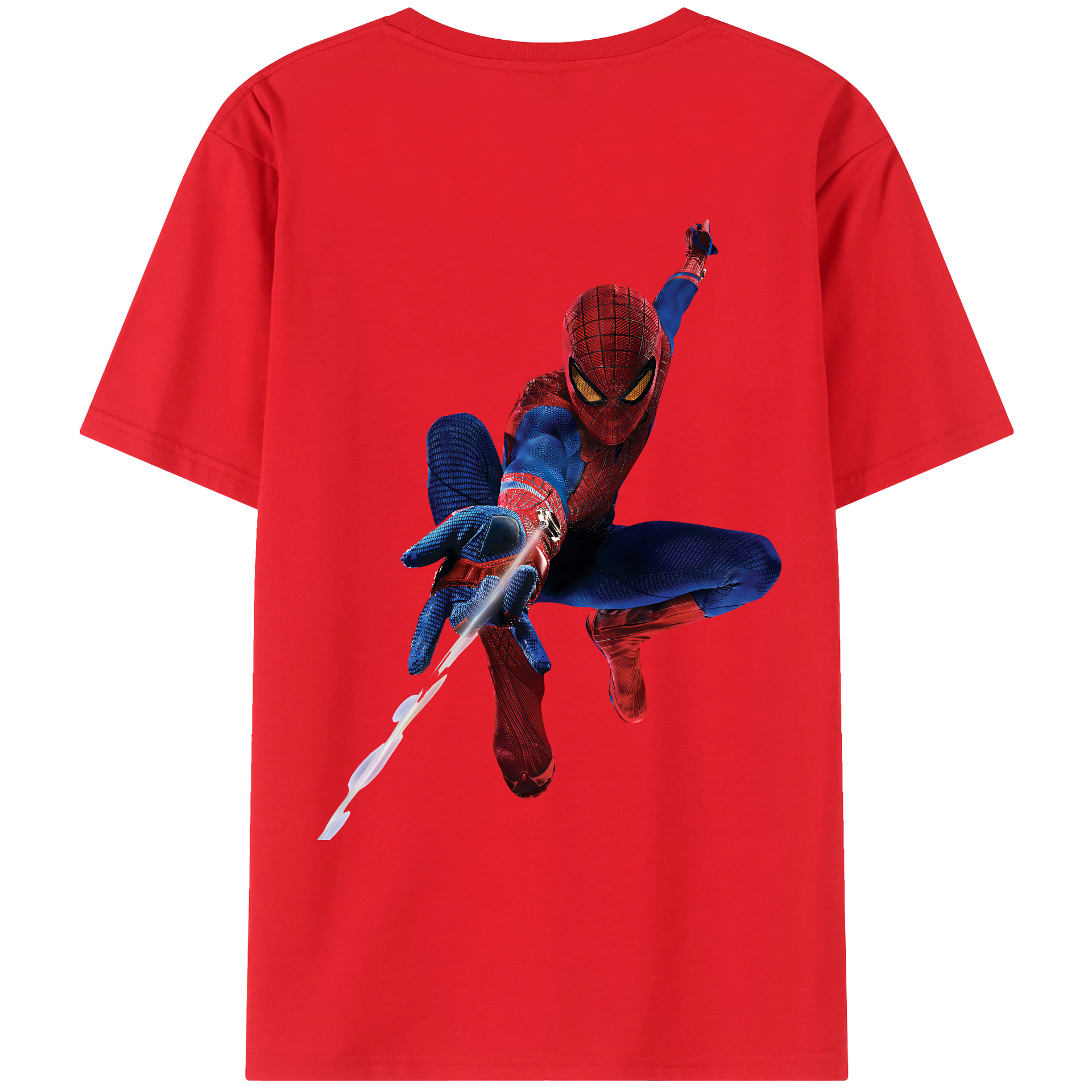（画像用） Spider Man スパイダーマン 綿100％ メンズ半袖Tシャツ（バックプリント） 通気性