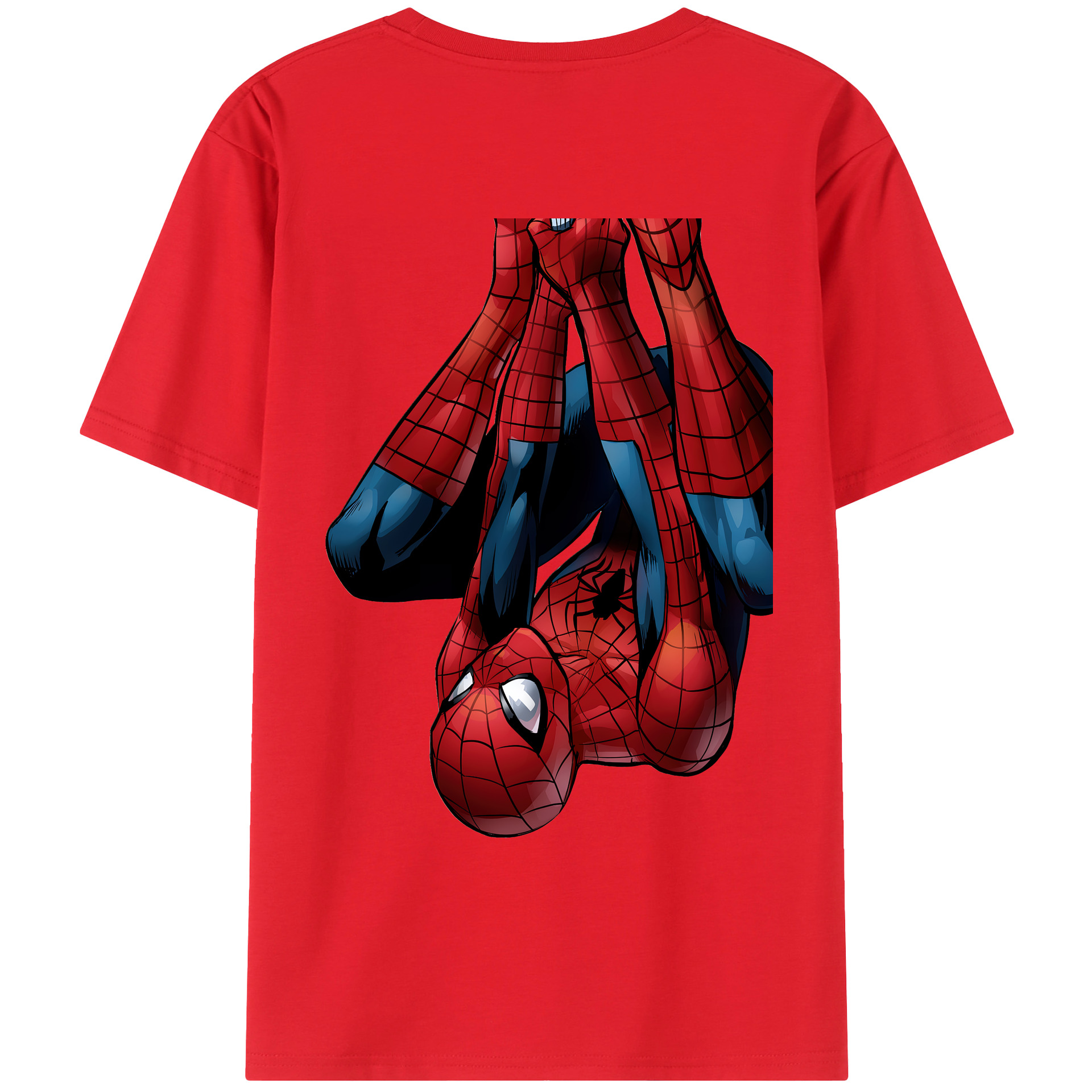 （画像用） Spider Man スパイダーマン 綿100％ メンズ半袖Tシャツ（バックプリント） 通気性