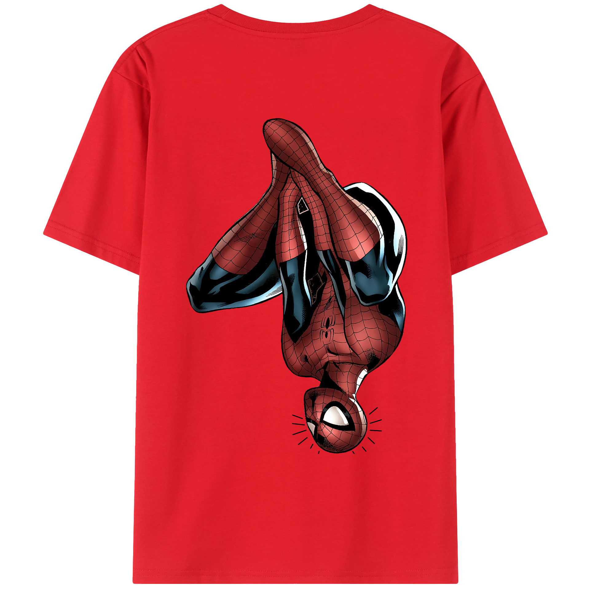 （画像用） Spider Man スパイダーマン 綿100％ メンズ半袖Tシャツ（バックプリント） 通気性