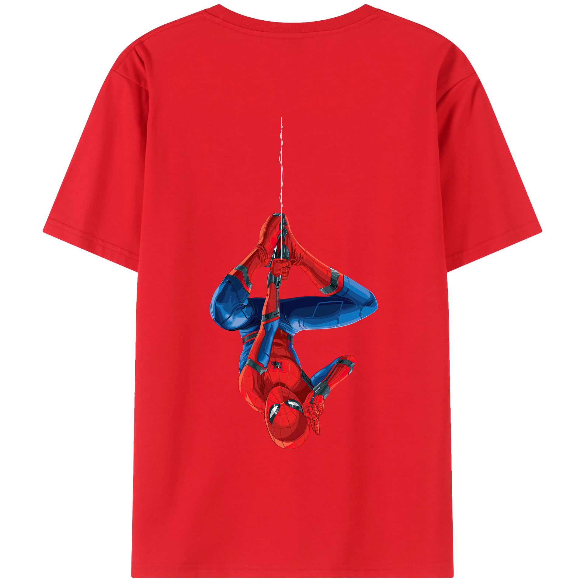 （画像用） Spider Man スパイダーマン 綿100％ メンズ半袖Tシャツ（バックプリント） 通気性