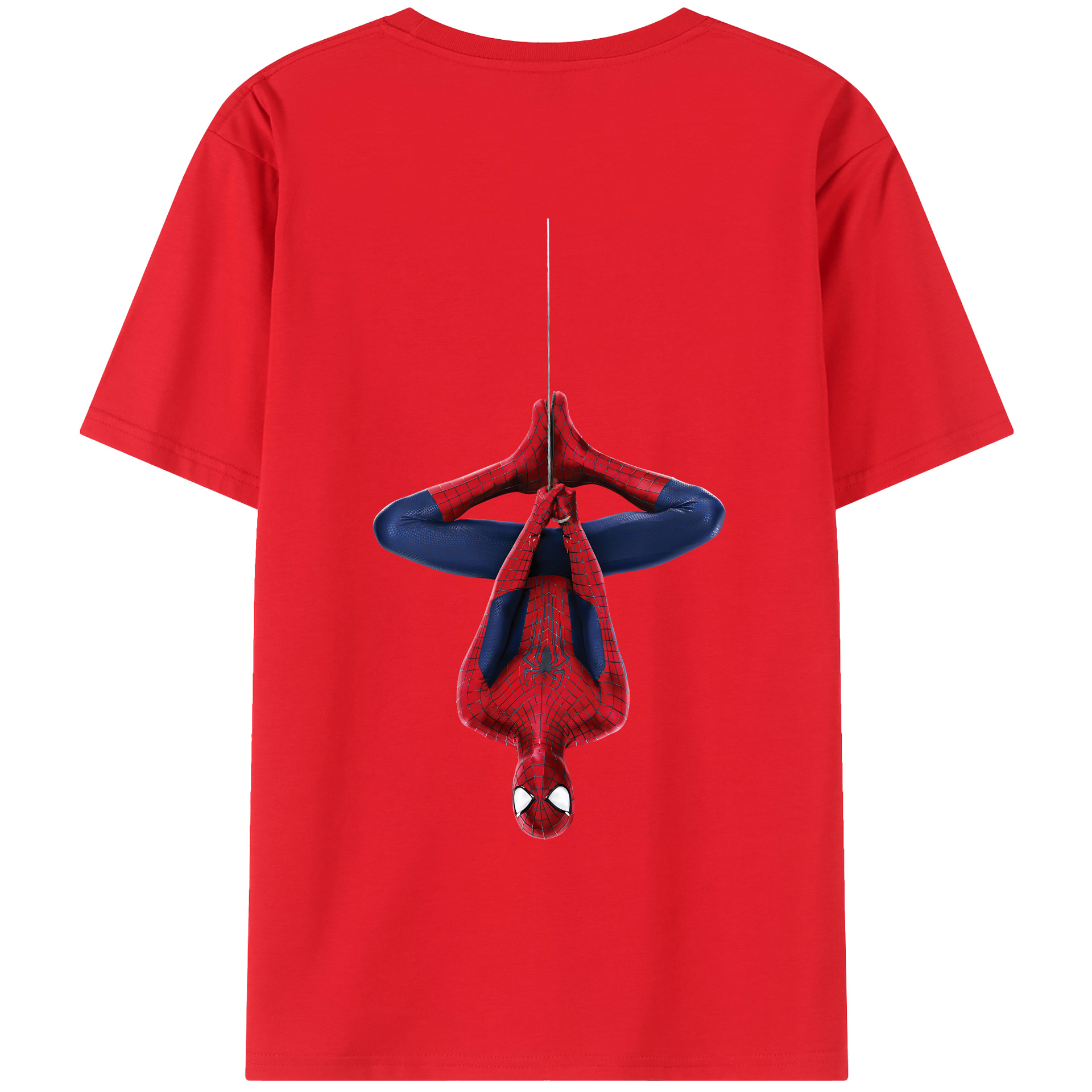 （画像用） Spider Man スパイダーマン 綿100％ メンズ半袖Tシャツ（バックプリント） 通気性