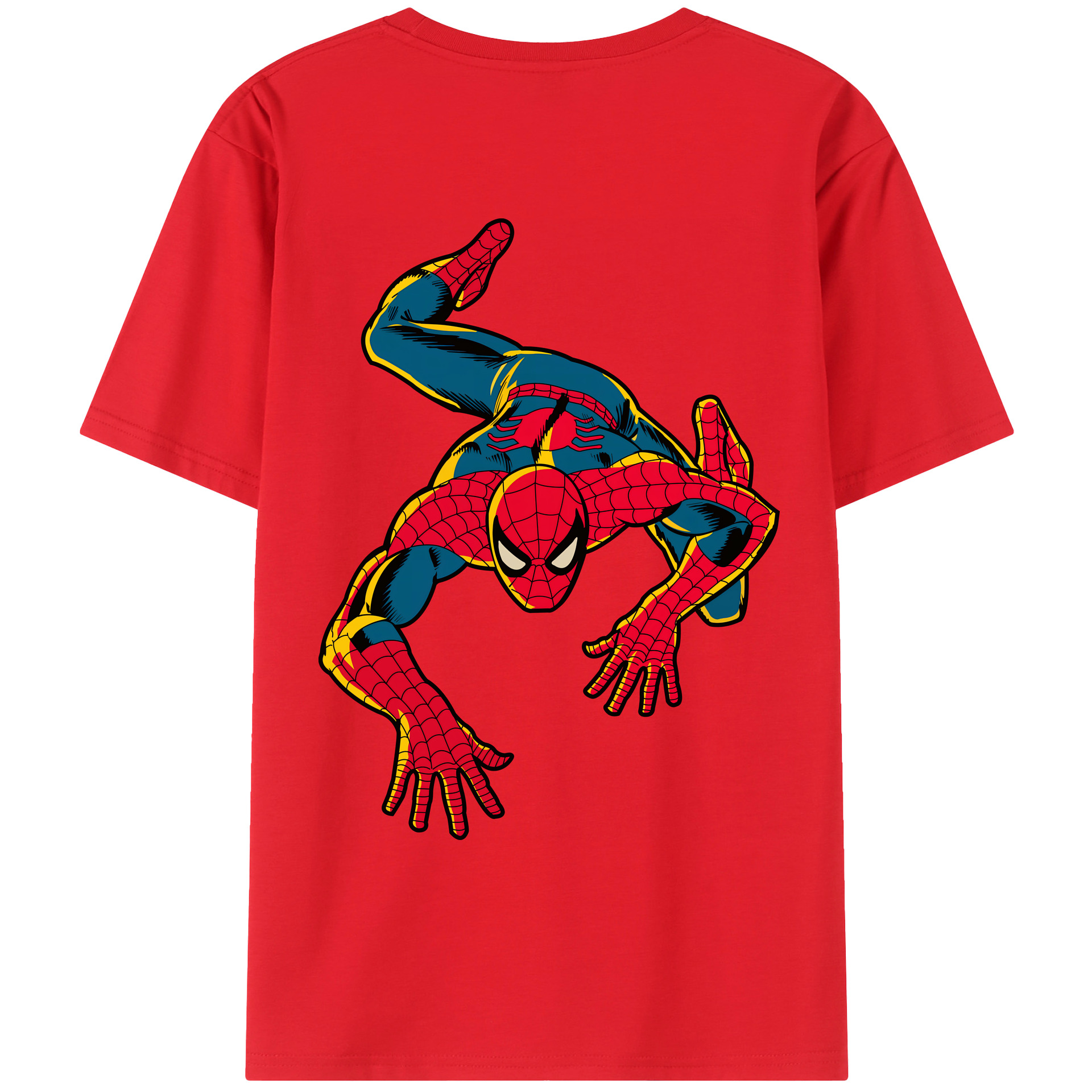 （画像用） Spider Man スパイダーマン 綿100％ メンズ半袖Tシャツ（バックプリント） 通気性