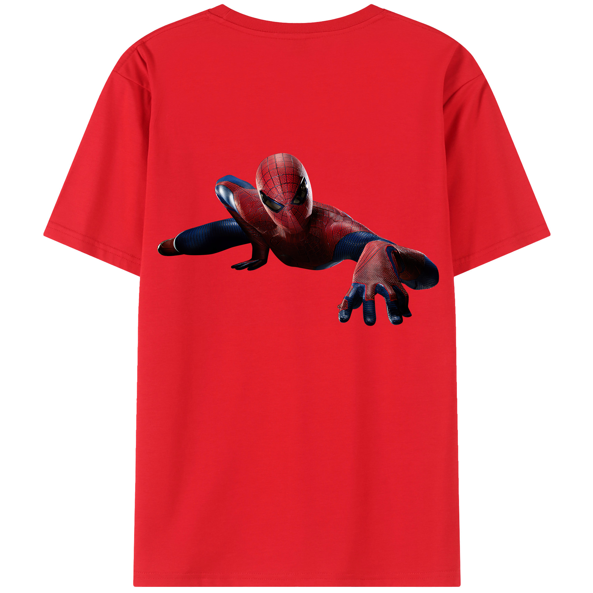 （画像用） Spider Man スパイダーマン 綿100％ メンズ半袖Tシャツ（バックプリント） 通気性