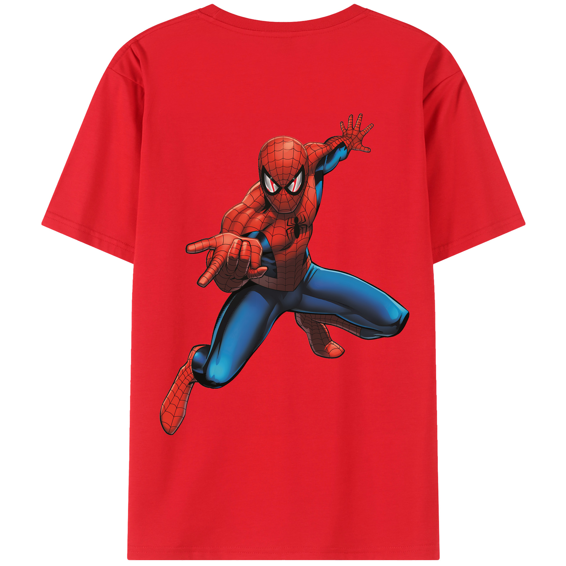 （画像用） Spider Man スパイダーマン 綿100％ メンズ半袖Tシャツ（バックプリント） 通気性