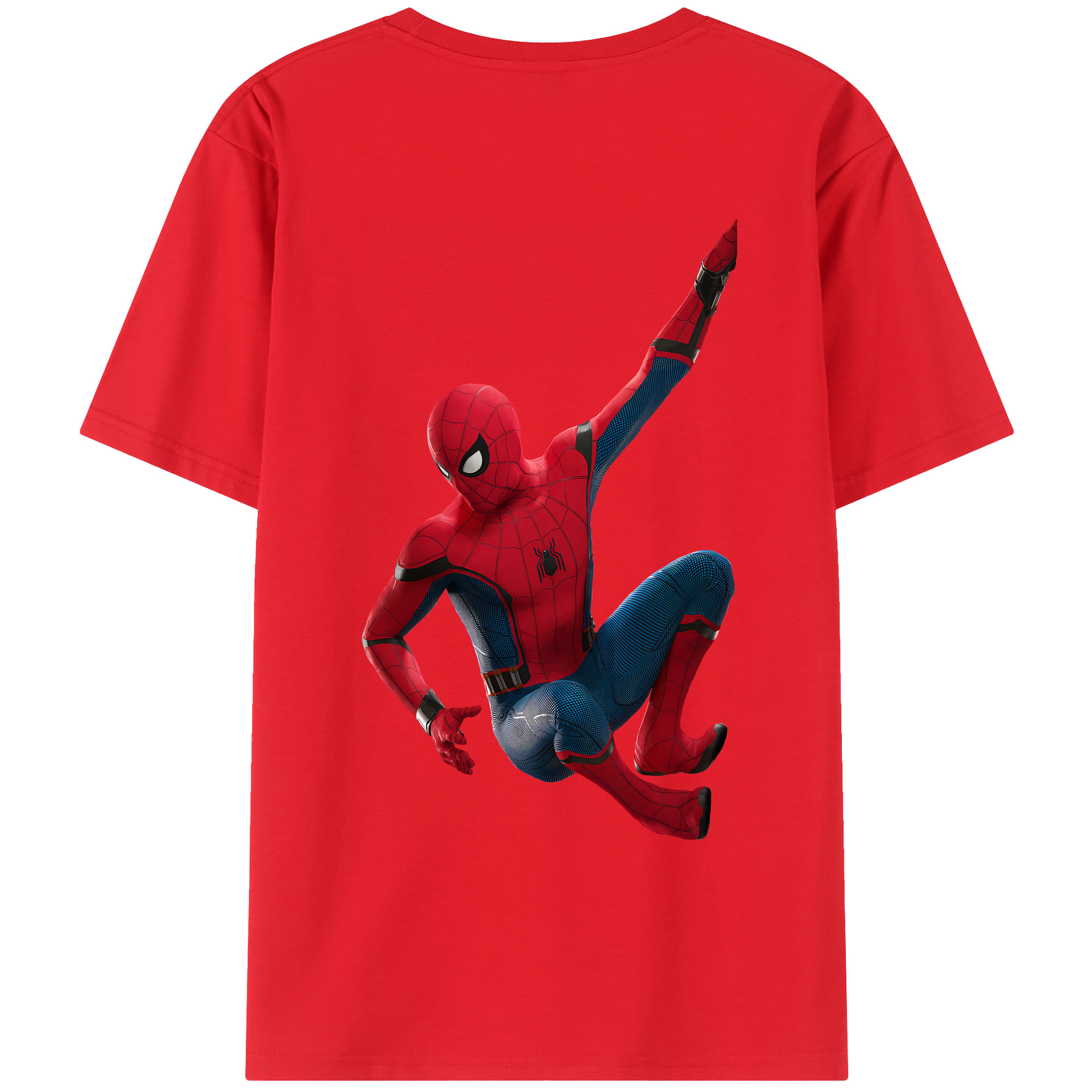 （画像用） Spider Man スパイダーマン 綿100％ メンズ半袖Tシャツ（バックプリント） 通気性
