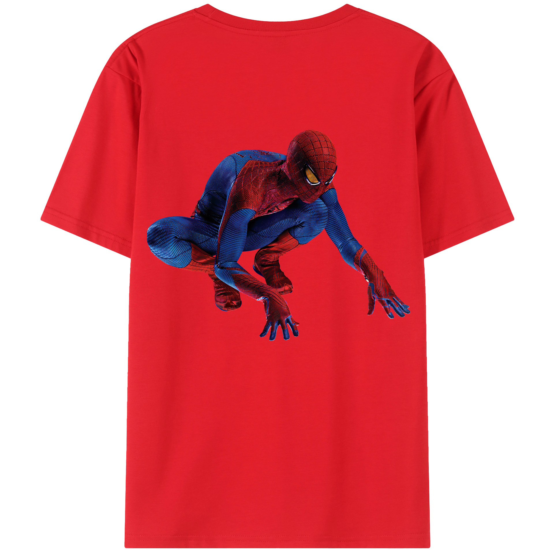 （画像用） Spider Man スパイダーマン 綿100％ メンズ半袖Tシャツ（バックプリント） 通気性