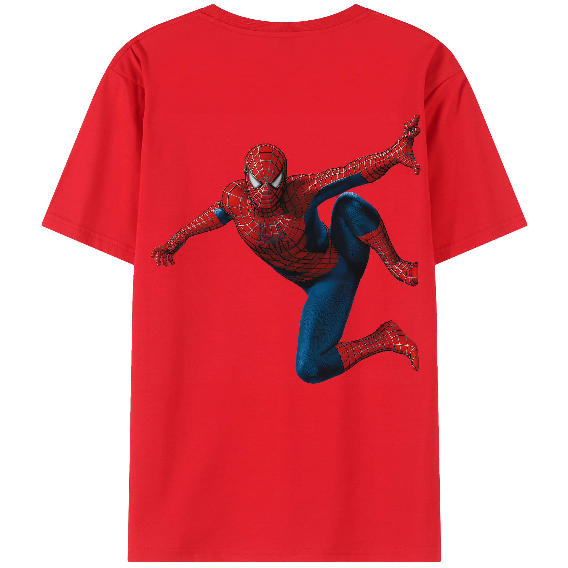 （画像用） Spider Man スパイダーマン 綿100％ メンズ半袖Tシャツ（バックプリント） 通気性