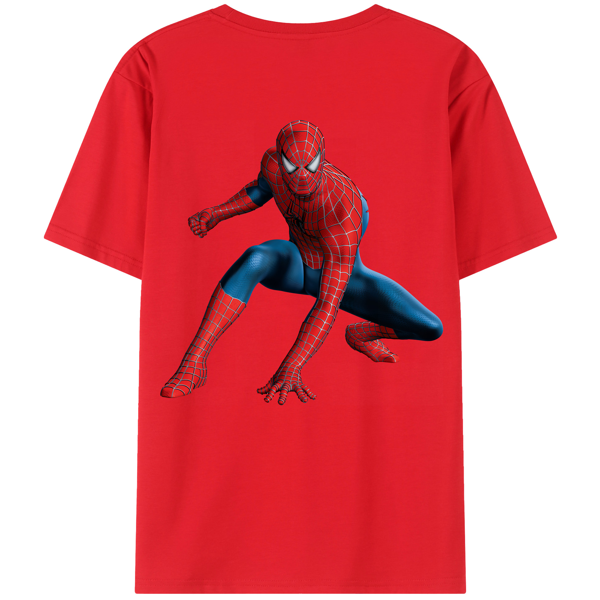 （画像用） Spider Man スパイダーマン 綿100％ メンズ半袖Tシャツ（バックプリント） 通気性