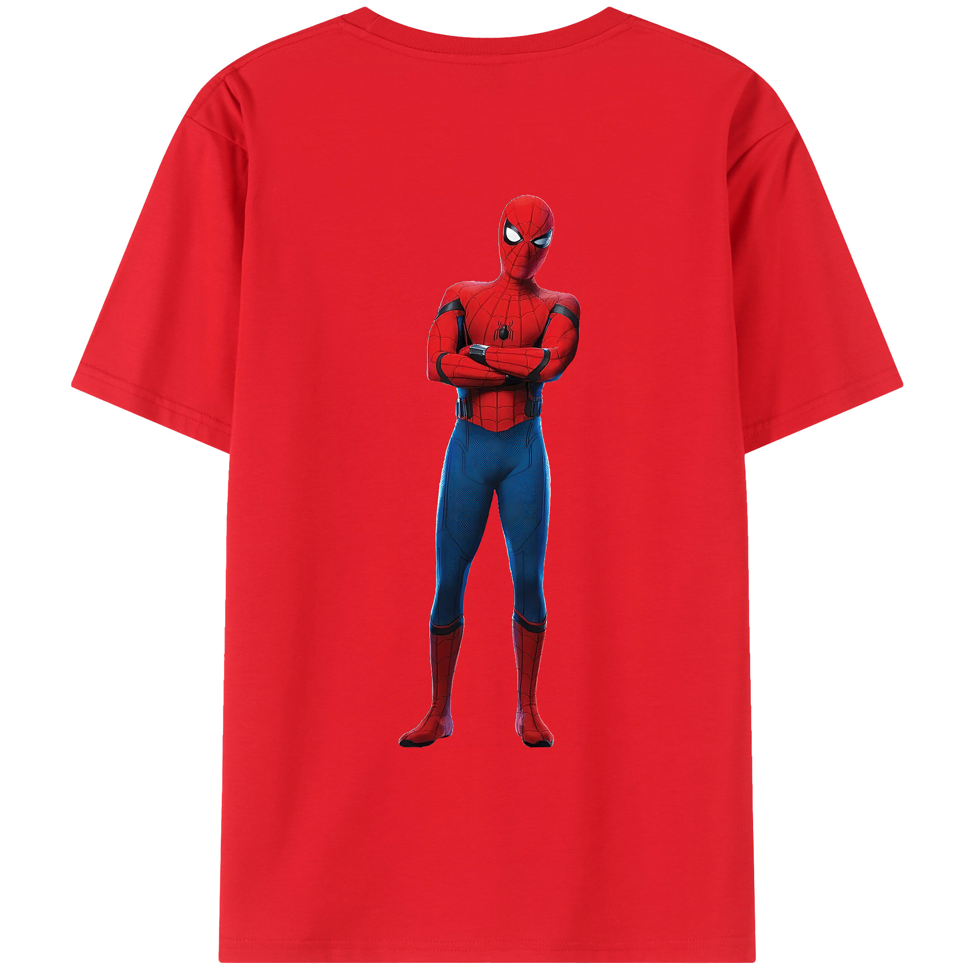 （画像用） Spider Man スパイダーマン 綿100％ メンズ半袖Tシャツ（バックプリント） 通気性