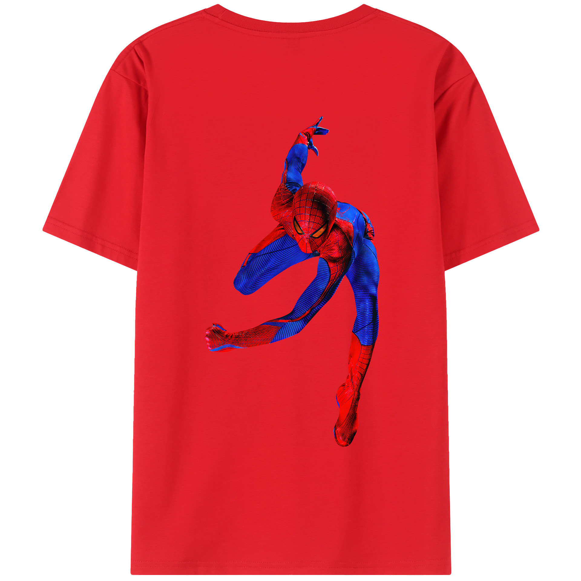 （画像用） Spider Man スパイダーマン 綿100％ メンズ半袖Tシャツ（バックプリント） 通気性