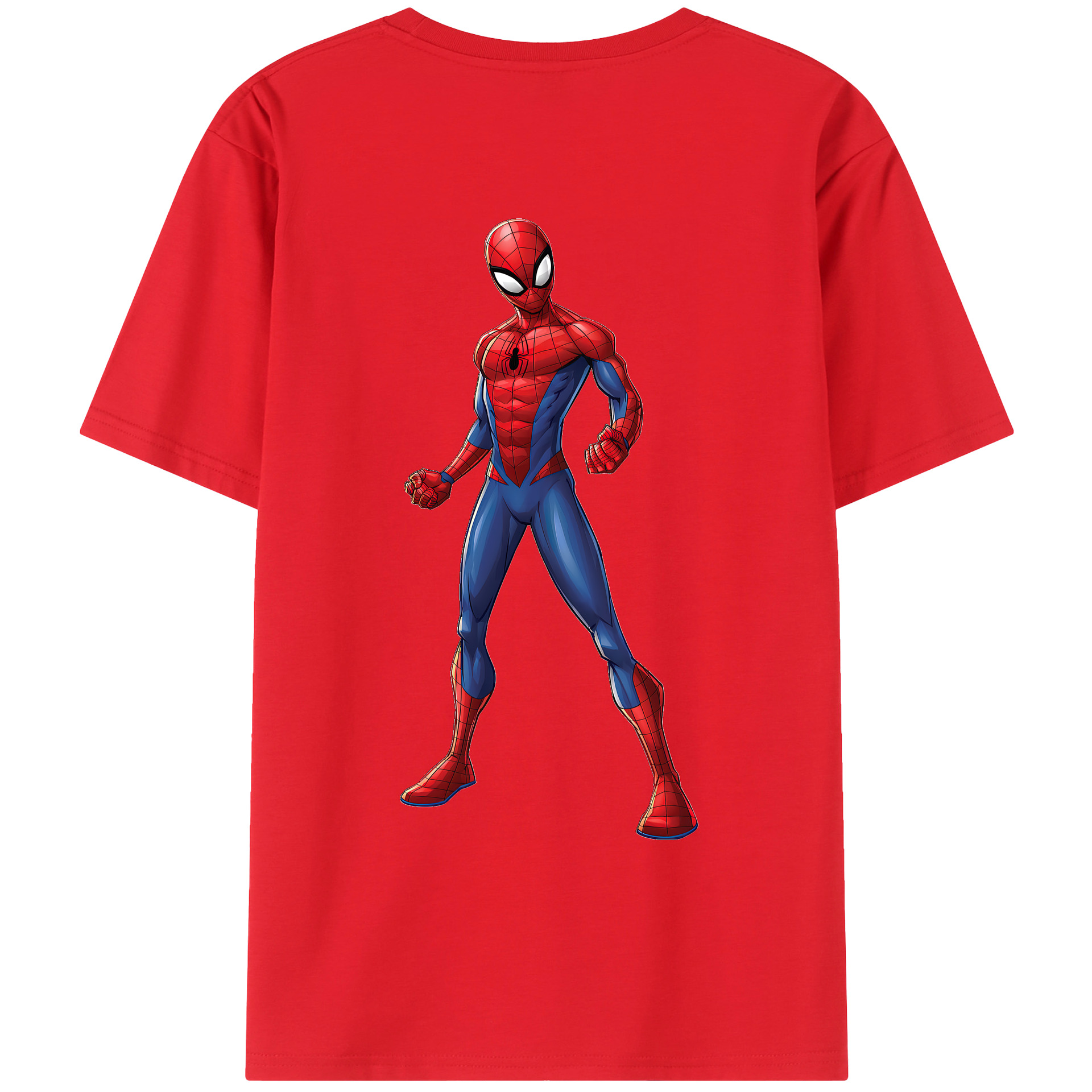 （画像用） Spider Man スパイダーマン 綿100％ メンズ半袖Tシャツ（バックプリント） 通気性