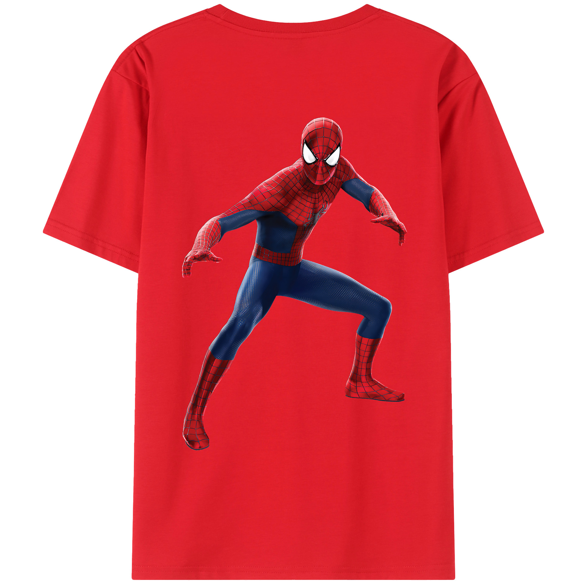 （画像用） Spider Man スパイダーマン 綿100％ メンズ半袖Tシャツ（バックプリント） 通気性