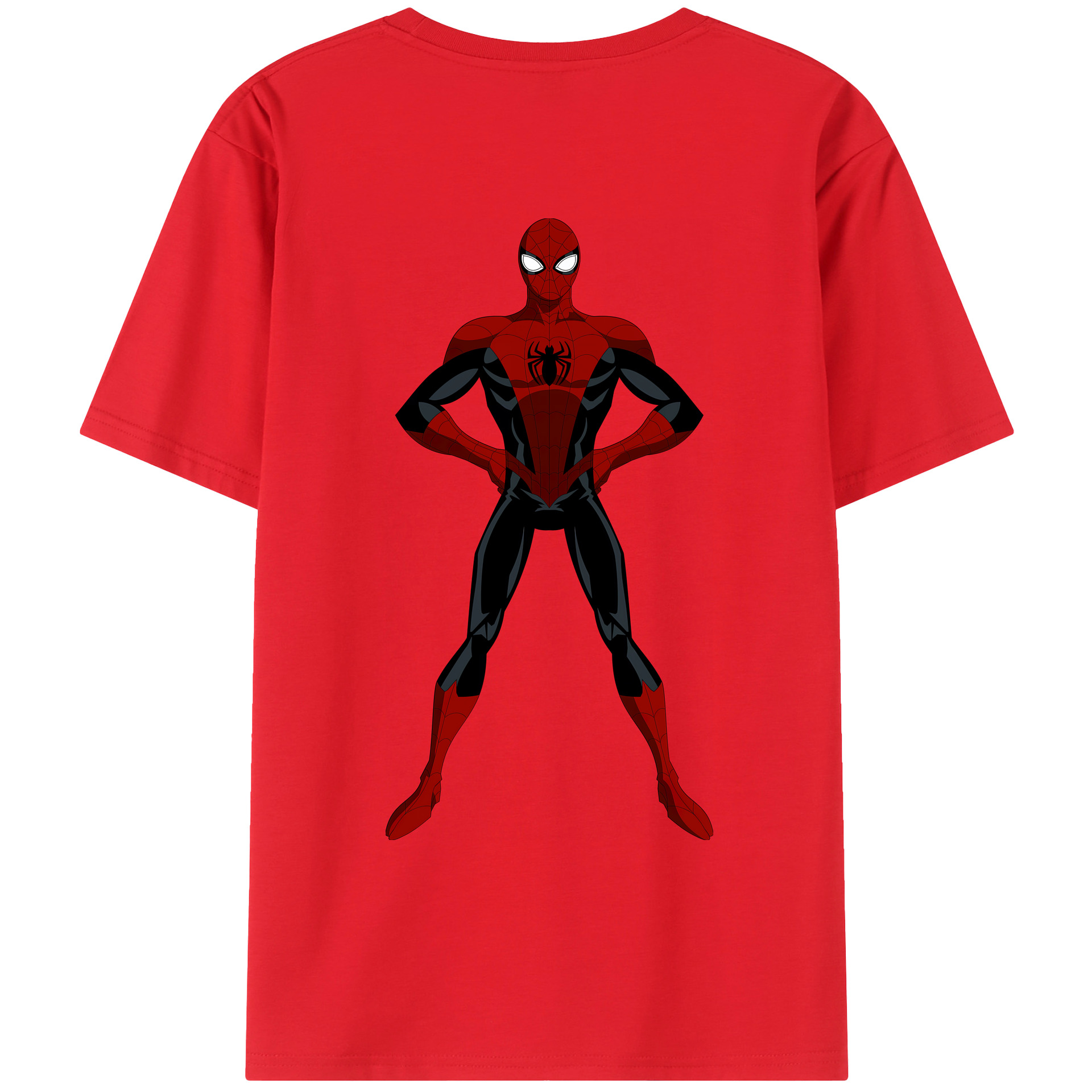 （画像用） Spider Man スパイダーマン 綿100％ メンズ半袖Tシャツ（バックプリント） 通気性