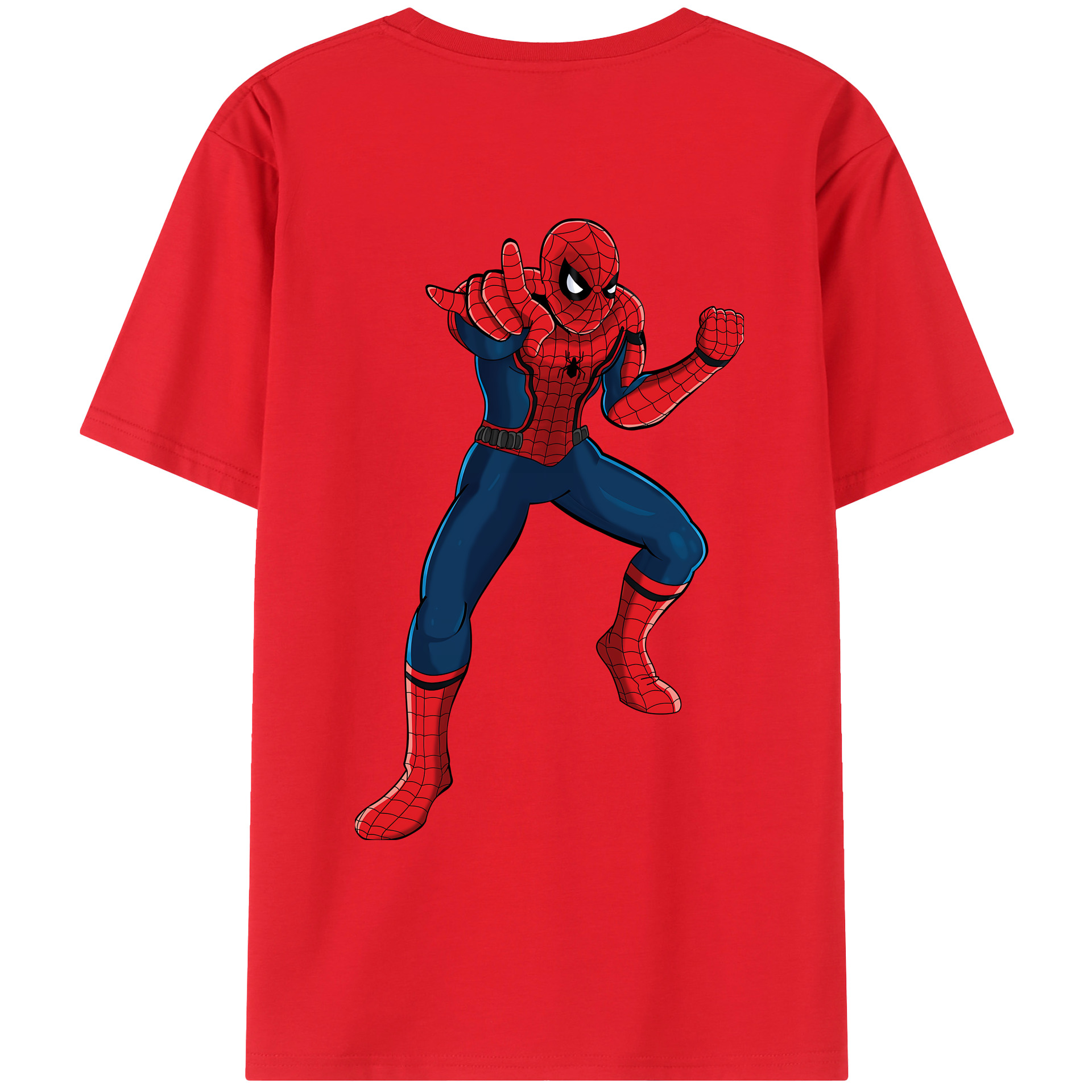（画像用） Spider Man スパイダーマン 綿100％ メンズ半袖Tシャツ（バックプリント） 通気性