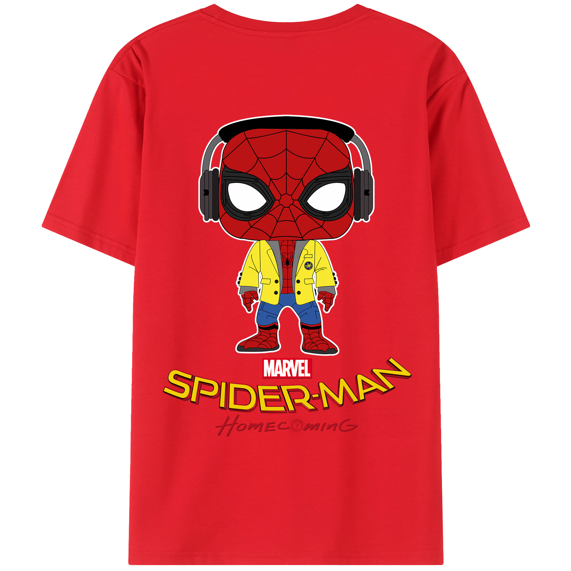 （画像用） Spider Man スパイダーマン 綿100％ メンズ半袖Tシャツ（バックプリント） 通気性