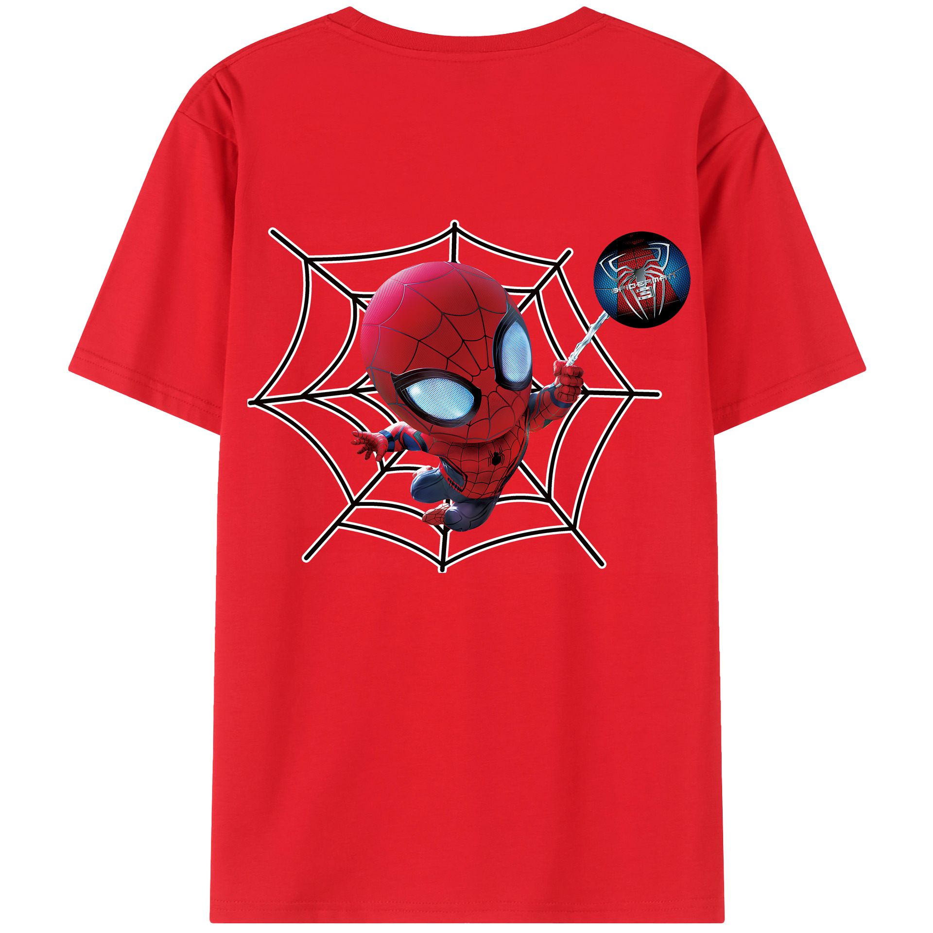 （画像用） Spider Man スパイダーマン 綿100％ メンズ半袖Tシャツ（バックプリント） 通気性