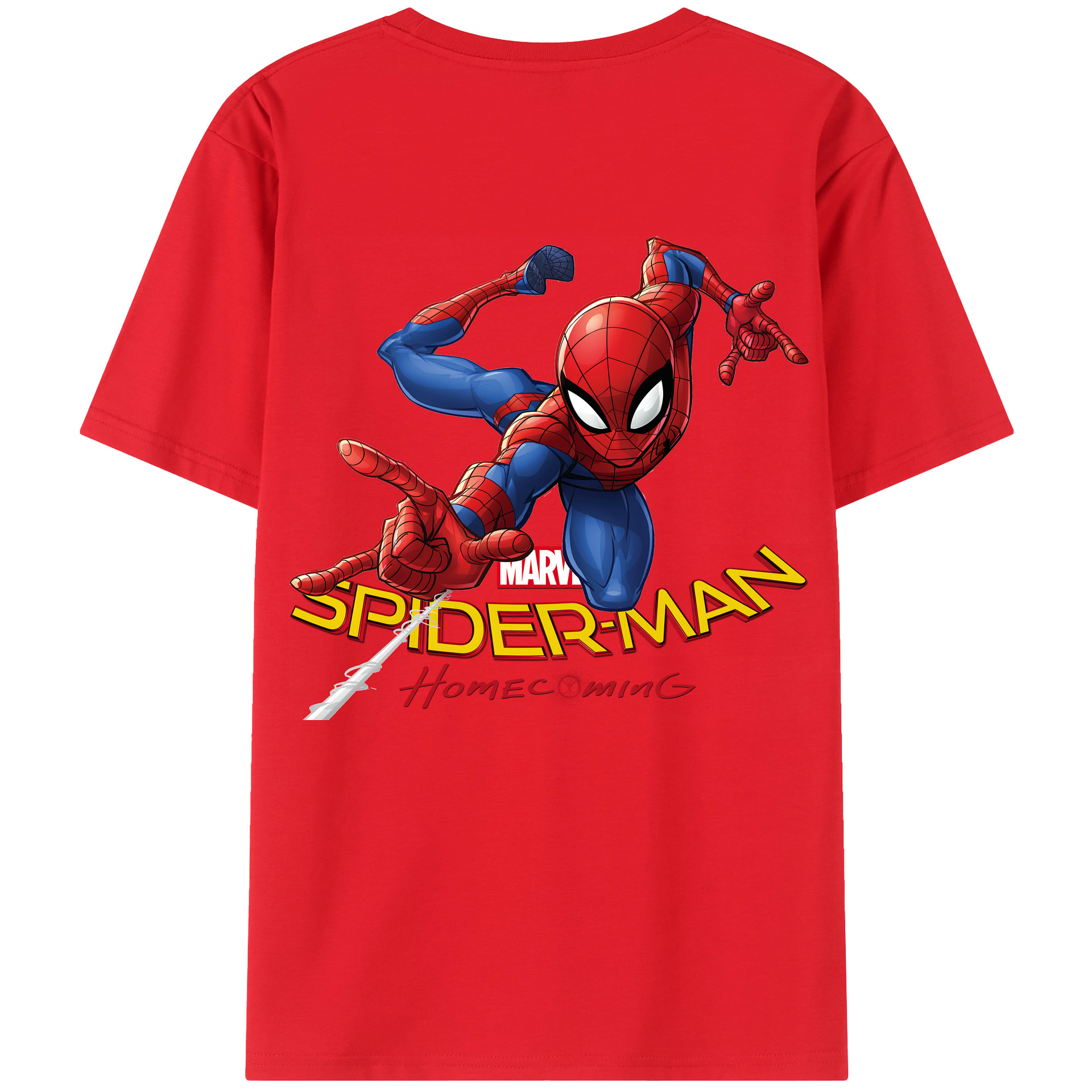 （画像用） Spider Man スパイダーマン 綿100％ メンズ半袖Tシャツ（バックプリント） 通気性