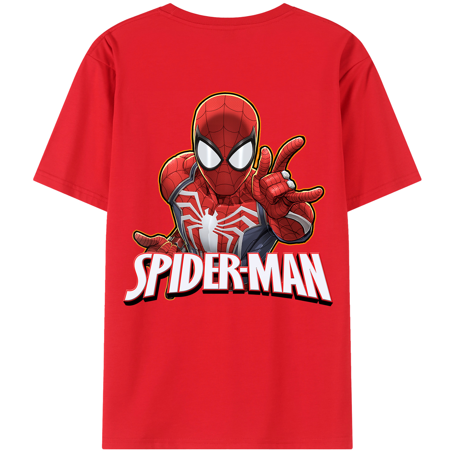 （画像用） Spider Man スパイダーマン 綿100％ メンズ半袖Tシャツ（バックプリント） 通気性