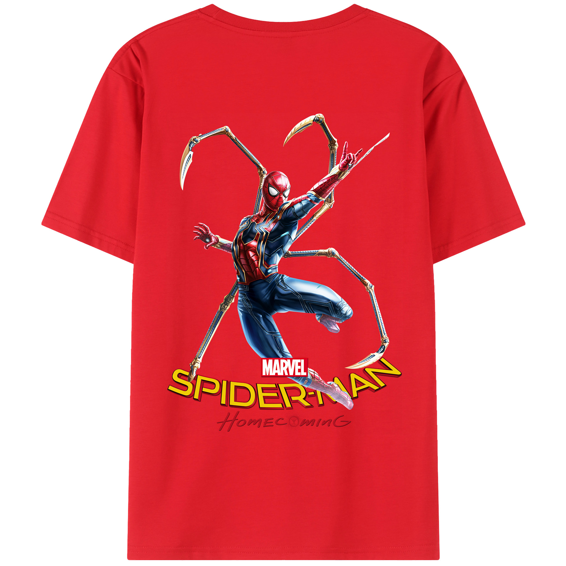 （画像用） Spider Man スパイダーマン 綿100％ メンズ半袖Tシャツ（バックプリント） 通気性