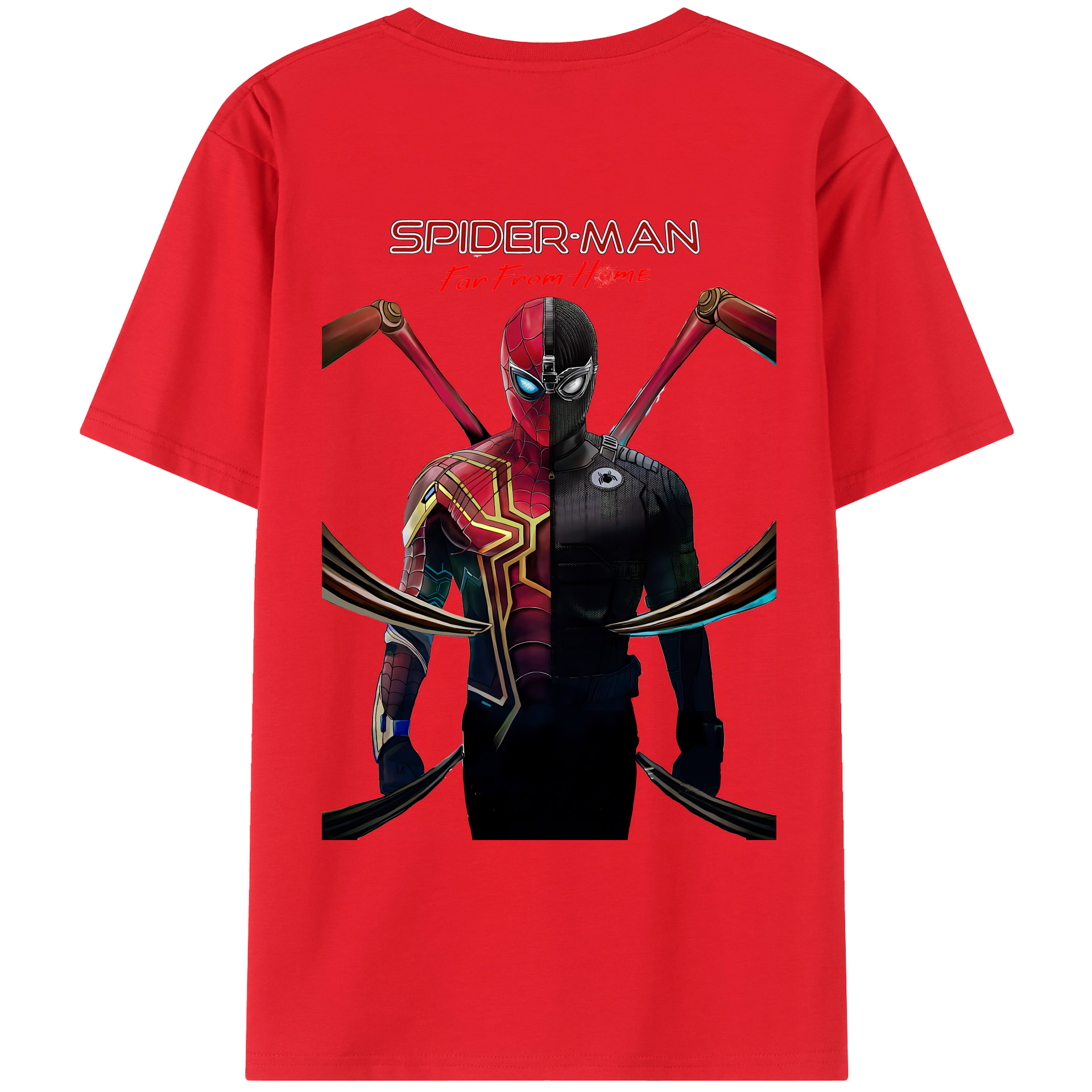 （画像用） Spider Man スパイダーマン 綿100％ メンズ半袖Tシャツ（バックプリント） 通気性