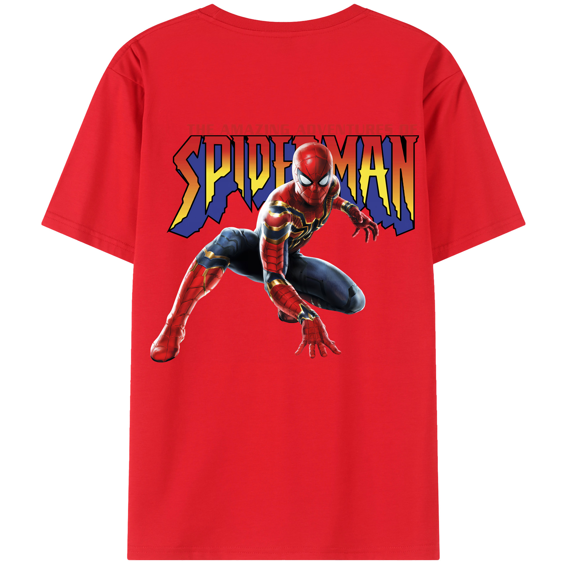 （画像用） Spider Man スパイダーマン 綿100％ メンズ半袖Tシャツ（バックプリント） 通気性