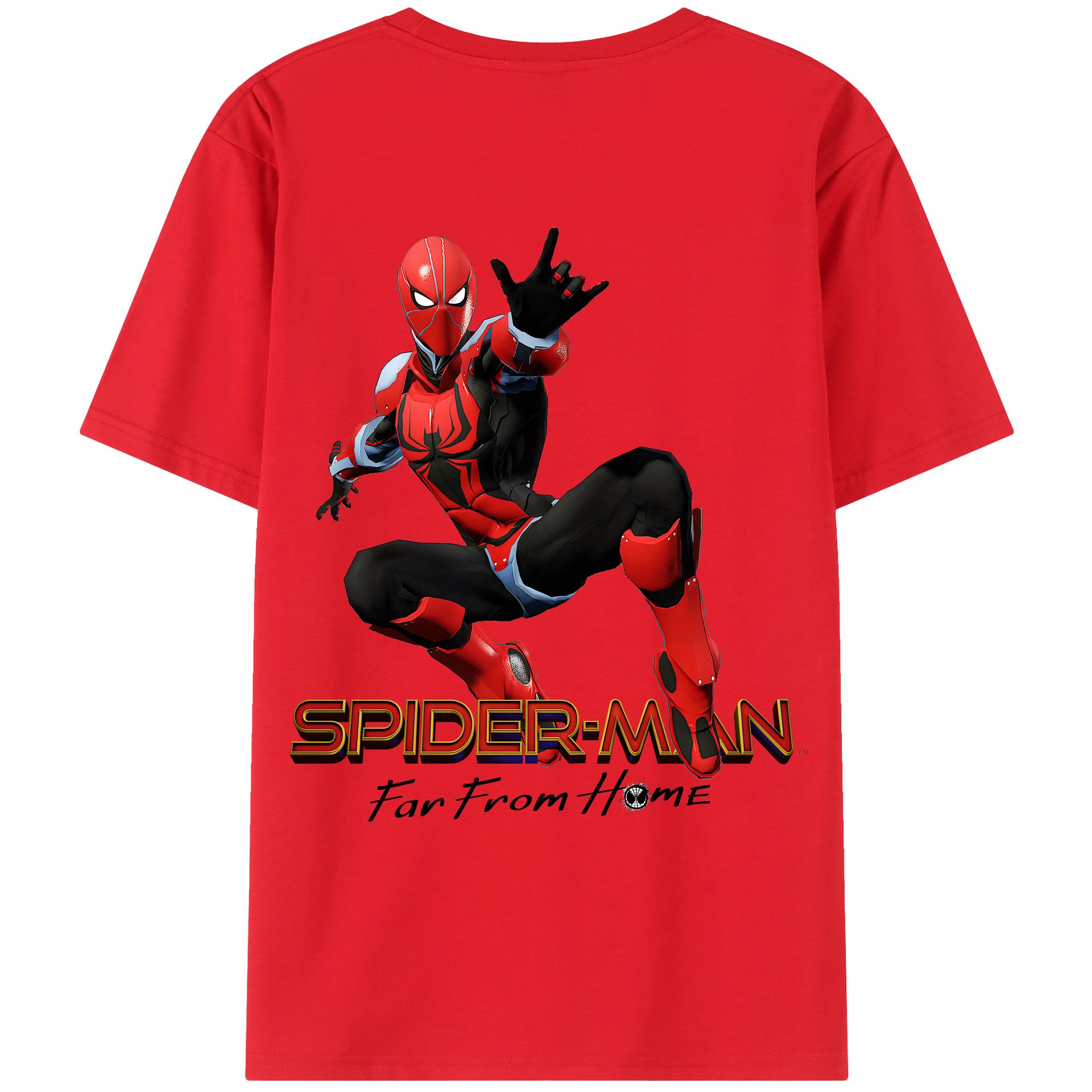 （画像用） Spider Man スパイダーマン 綿100％ メンズ半袖Tシャツ（バックプリント） 通気性