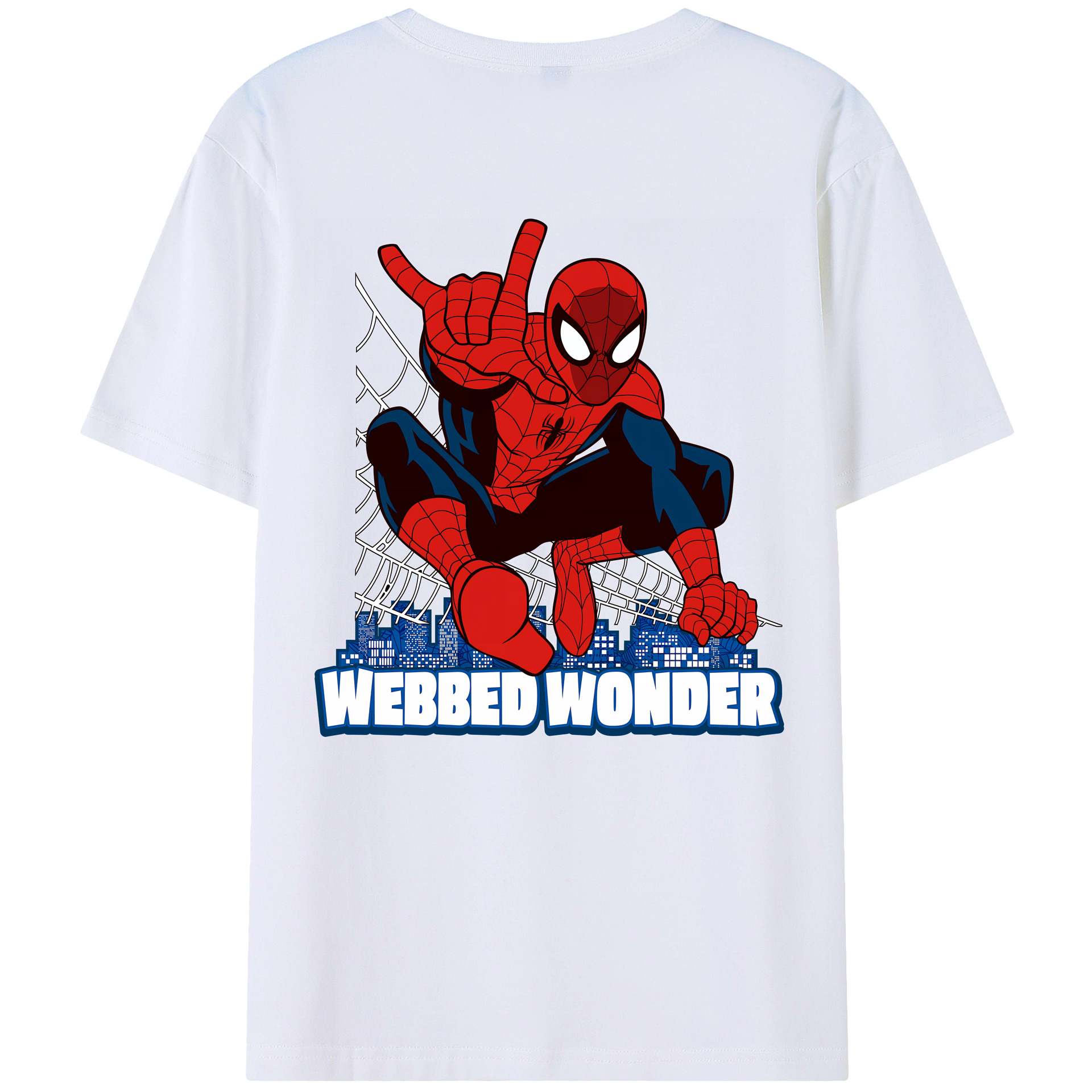 （画像用） Spider Man スパイダーマン 綿100％ メンズ半袖Tシャツ（バックプリント） 通気性