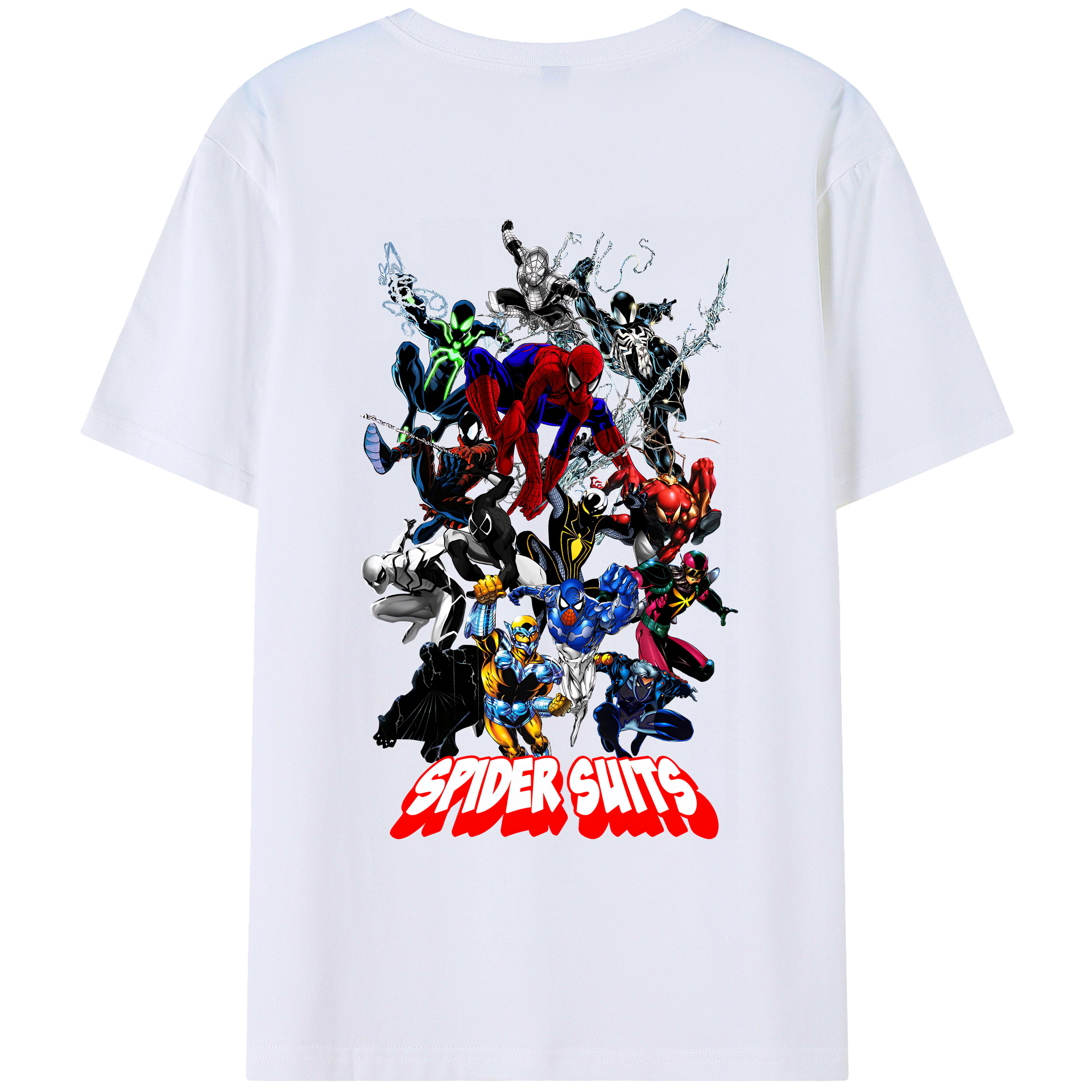 （画像用） Spider Man スパイダーマン 綿100％ メンズ半袖Tシャツ（バックプリント） 通気性