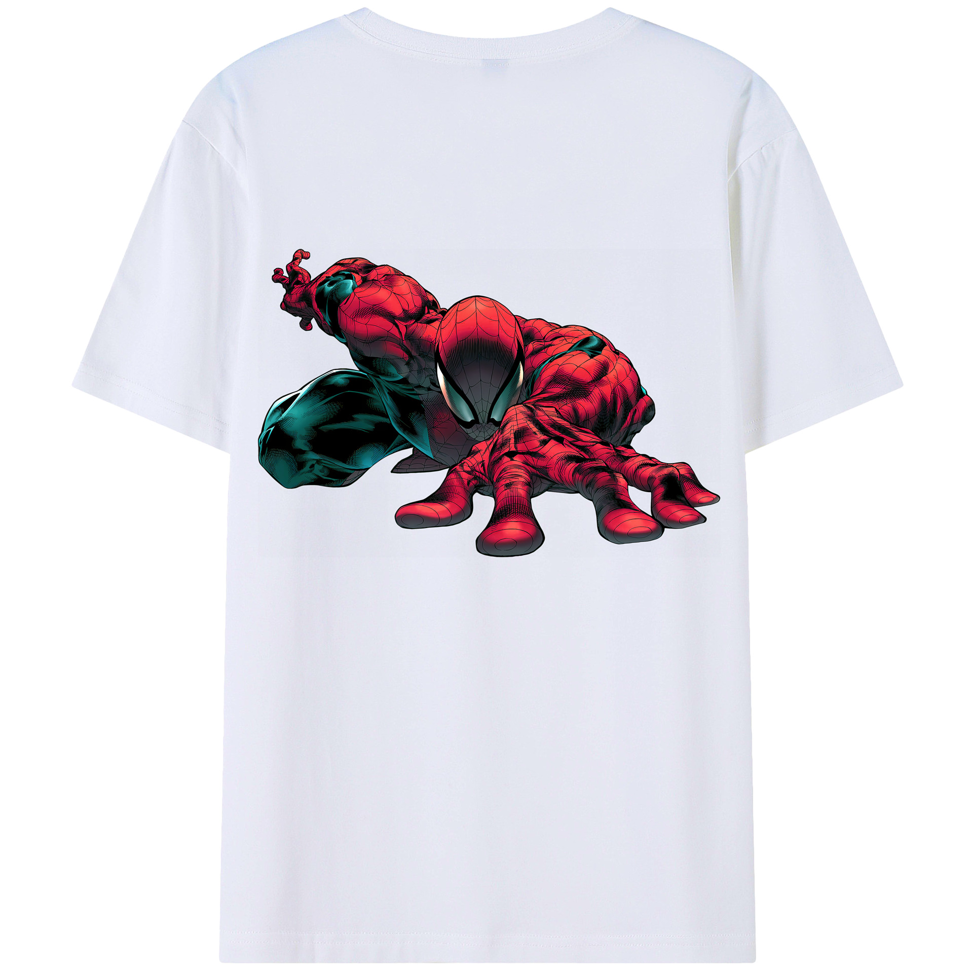 （画像用） Spider Man スパイダーマン 綿100％ メンズ半袖Tシャツ（バックプリント） 通気性
