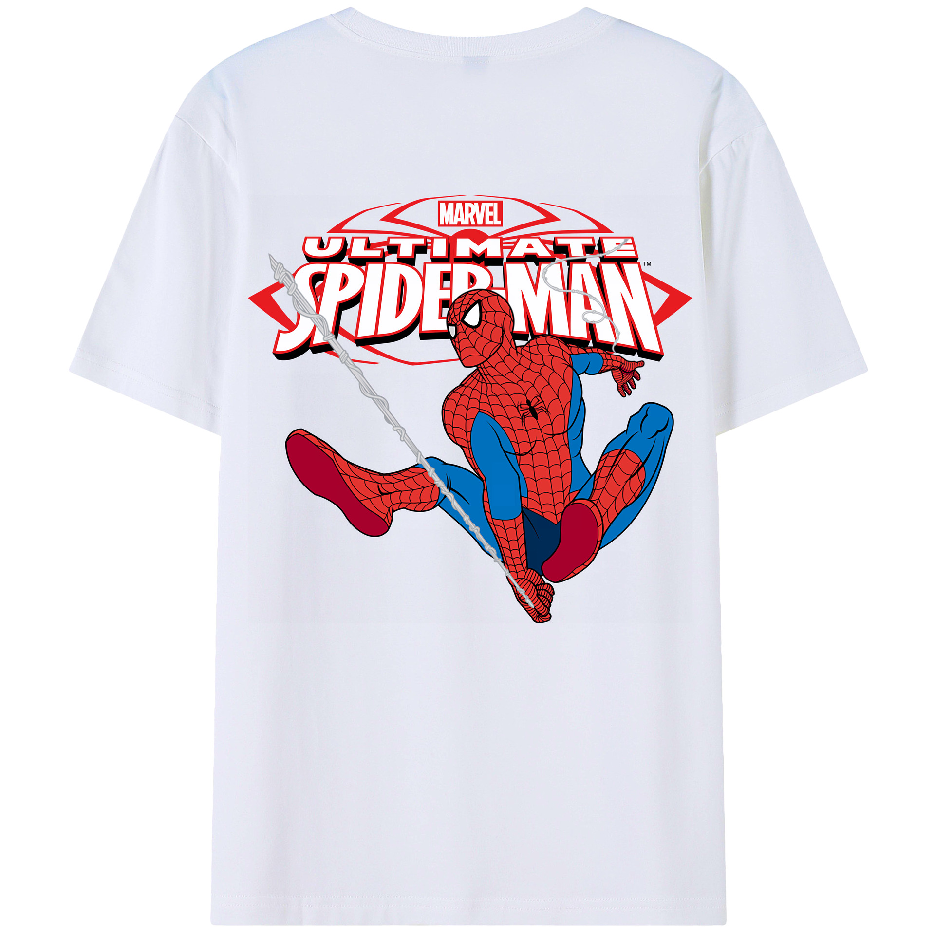 （画像用） Spider Man スパイダーマン 綿100％ メンズ半袖Tシャツ（バックプリント） 通気性