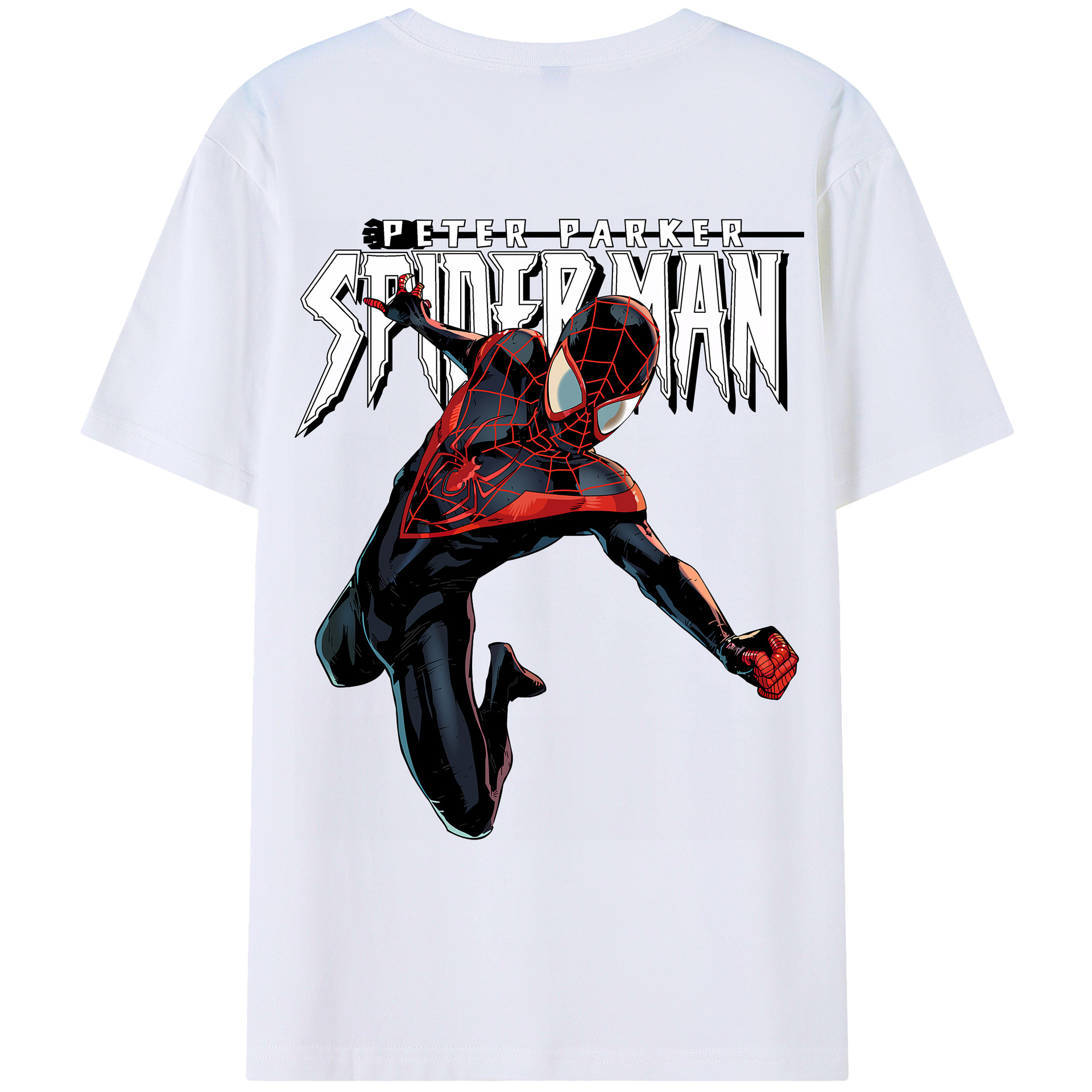 （画像用） Spider Man スパイダーマン 綿100％ メンズ半袖Tシャツ（バックプリント） 通気性