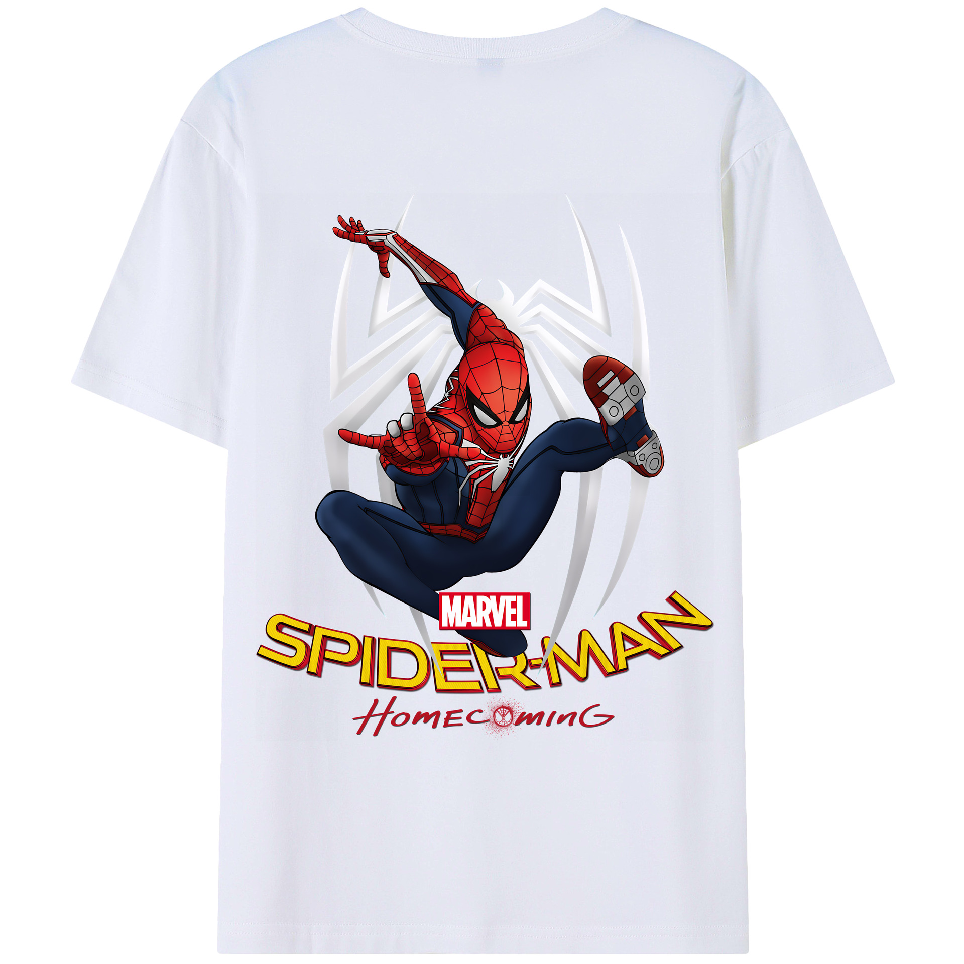 （画像用） Spider Man スパイダーマン 綿100％ メンズ半袖Tシャツ（バックプリント） 通気性