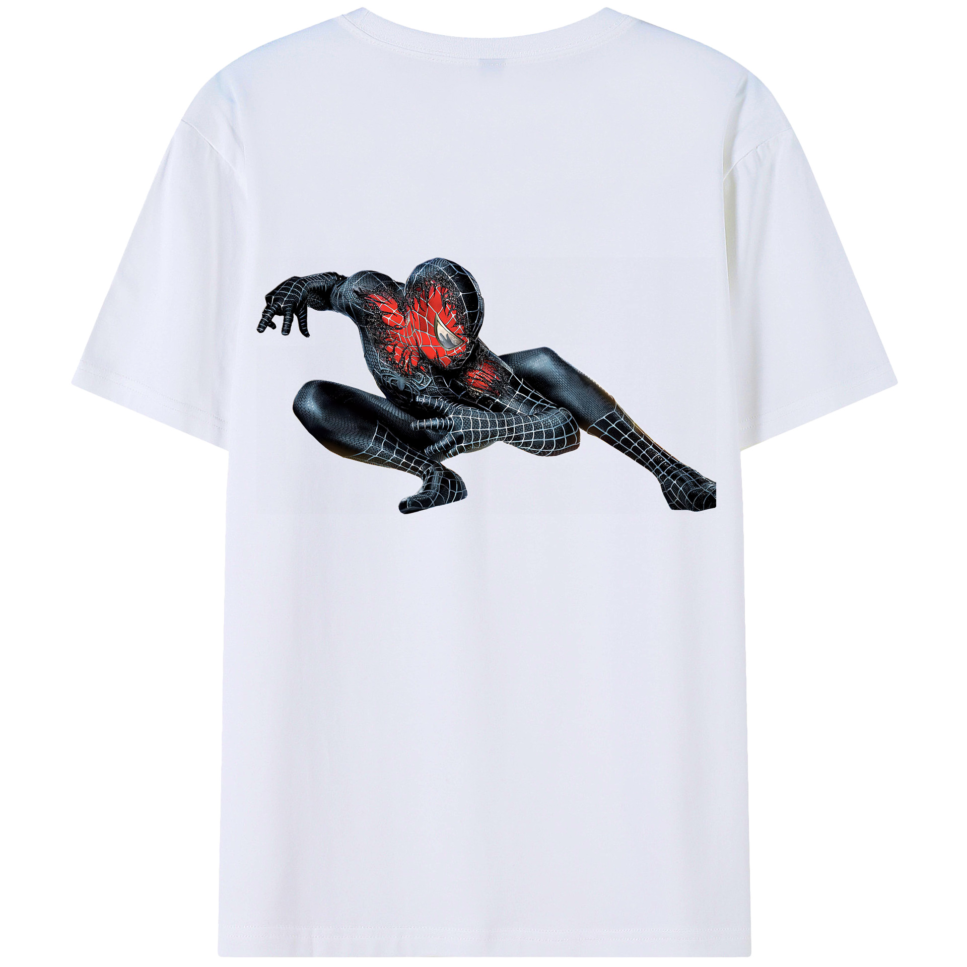 （画像用） Spider Man スパイダーマン 綿100％ メンズ半袖Tシャツ（バックプリント） 通気性