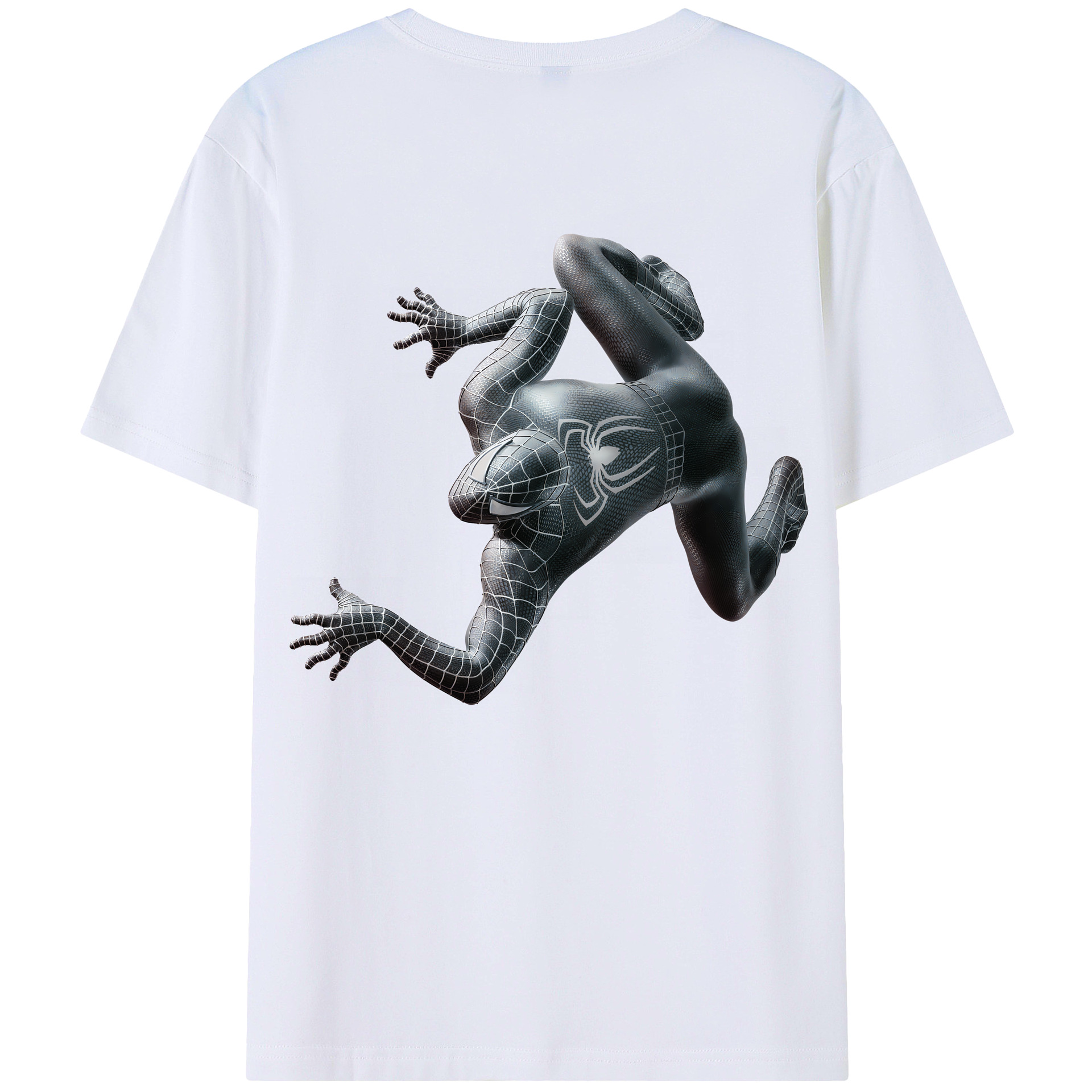 （画像用） Spider Man スパイダーマン 綿100％ メンズ半袖Tシャツ（バックプリント） 通気性