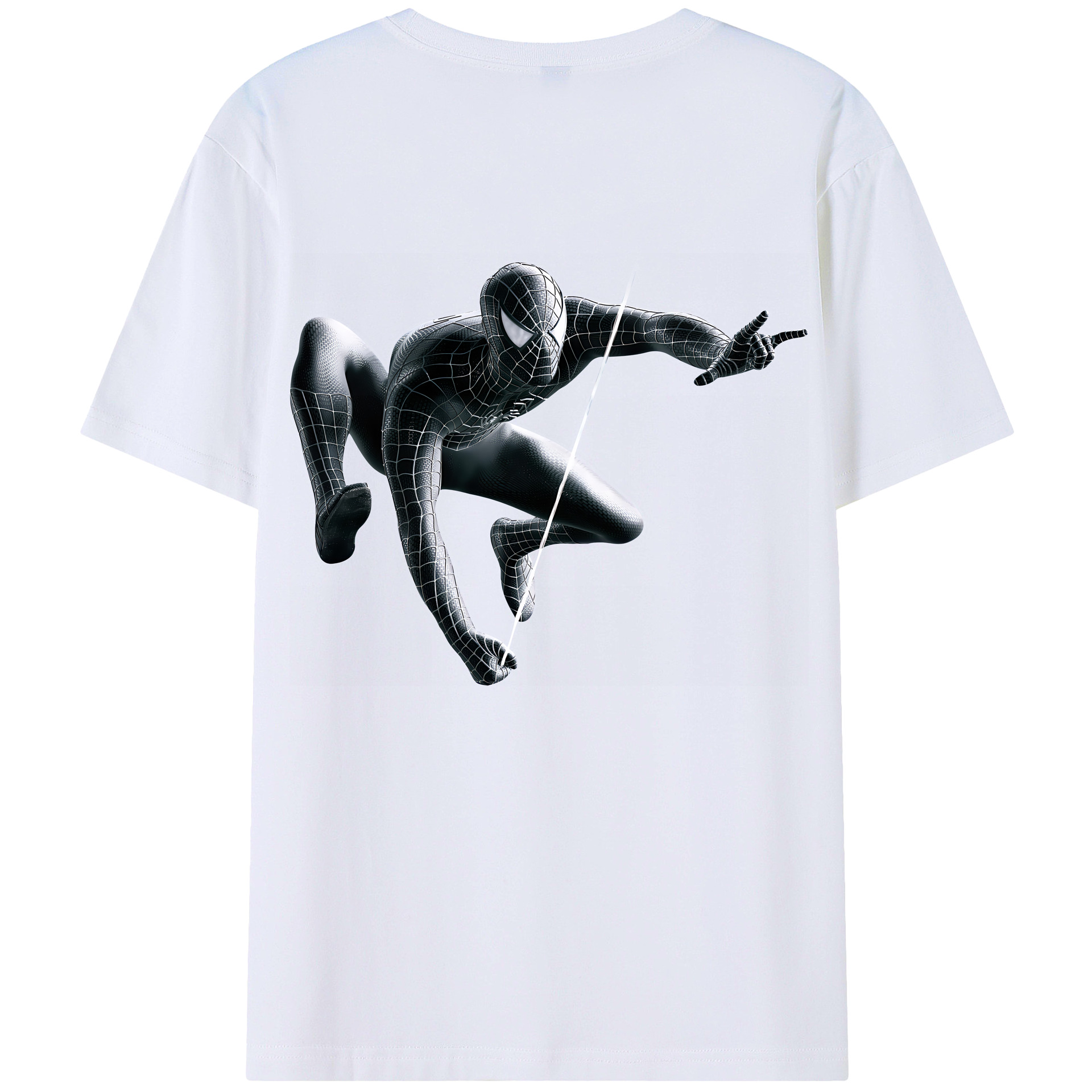 （画像用） Spider Man スパイダーマン 綿100％ メンズ半袖Tシャツ（バックプリント） 通気性