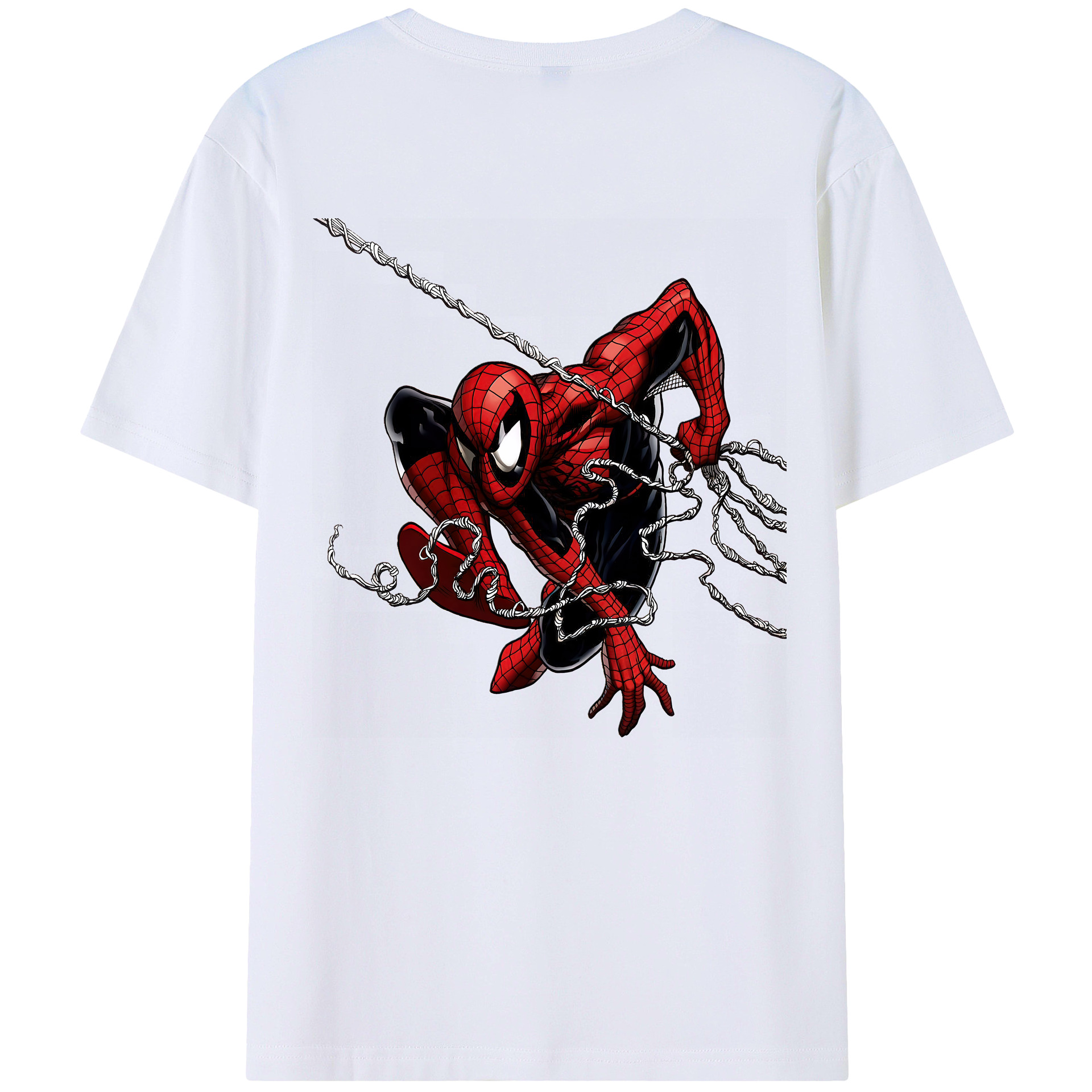 （画像用） Spider Man スパイダーマン 綿100％ メンズ半袖Tシャツ（バックプリント） 通気性