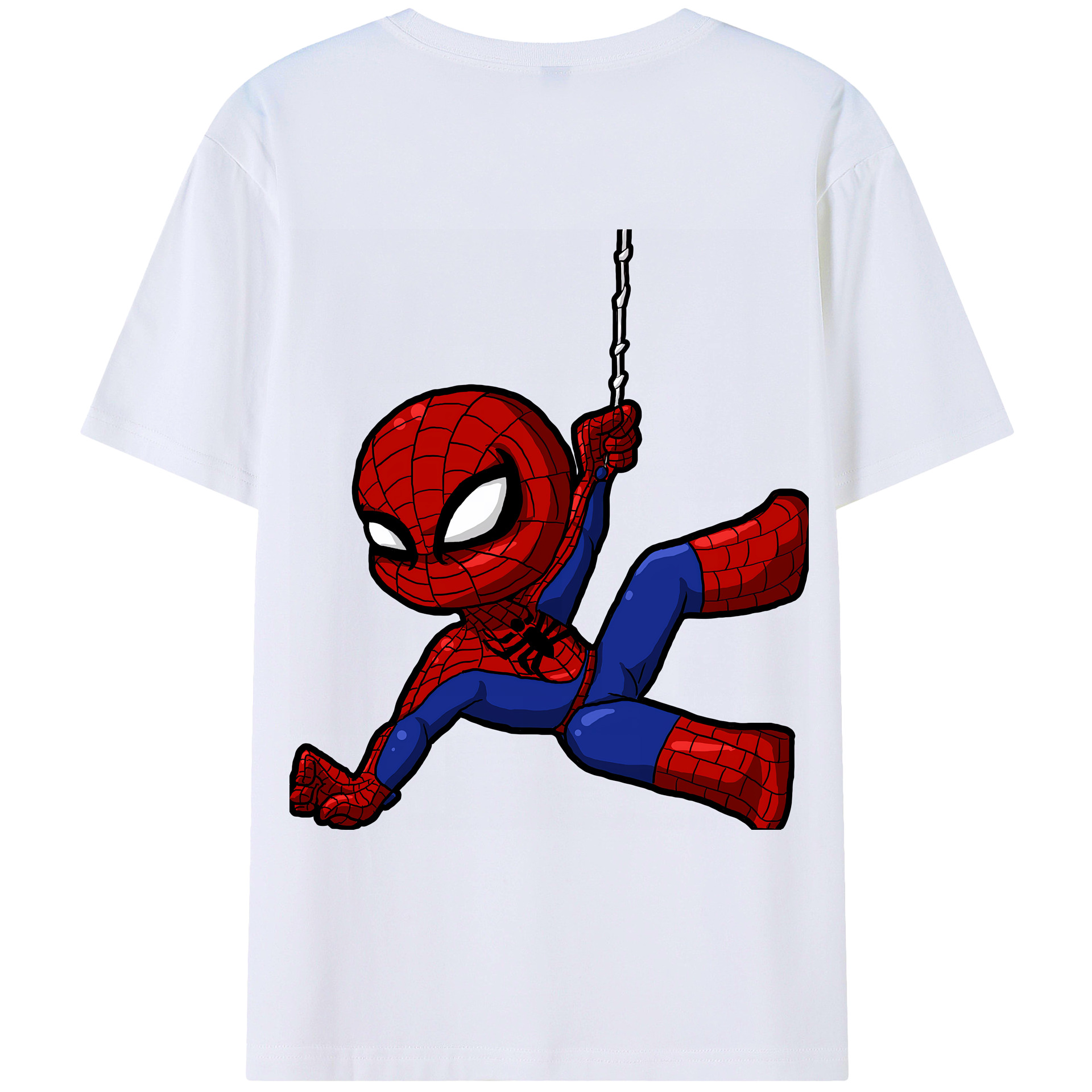 （画像用） Spider Man スパイダーマン 綿100％ メンズ半袖Tシャツ（バックプリント） 通気性