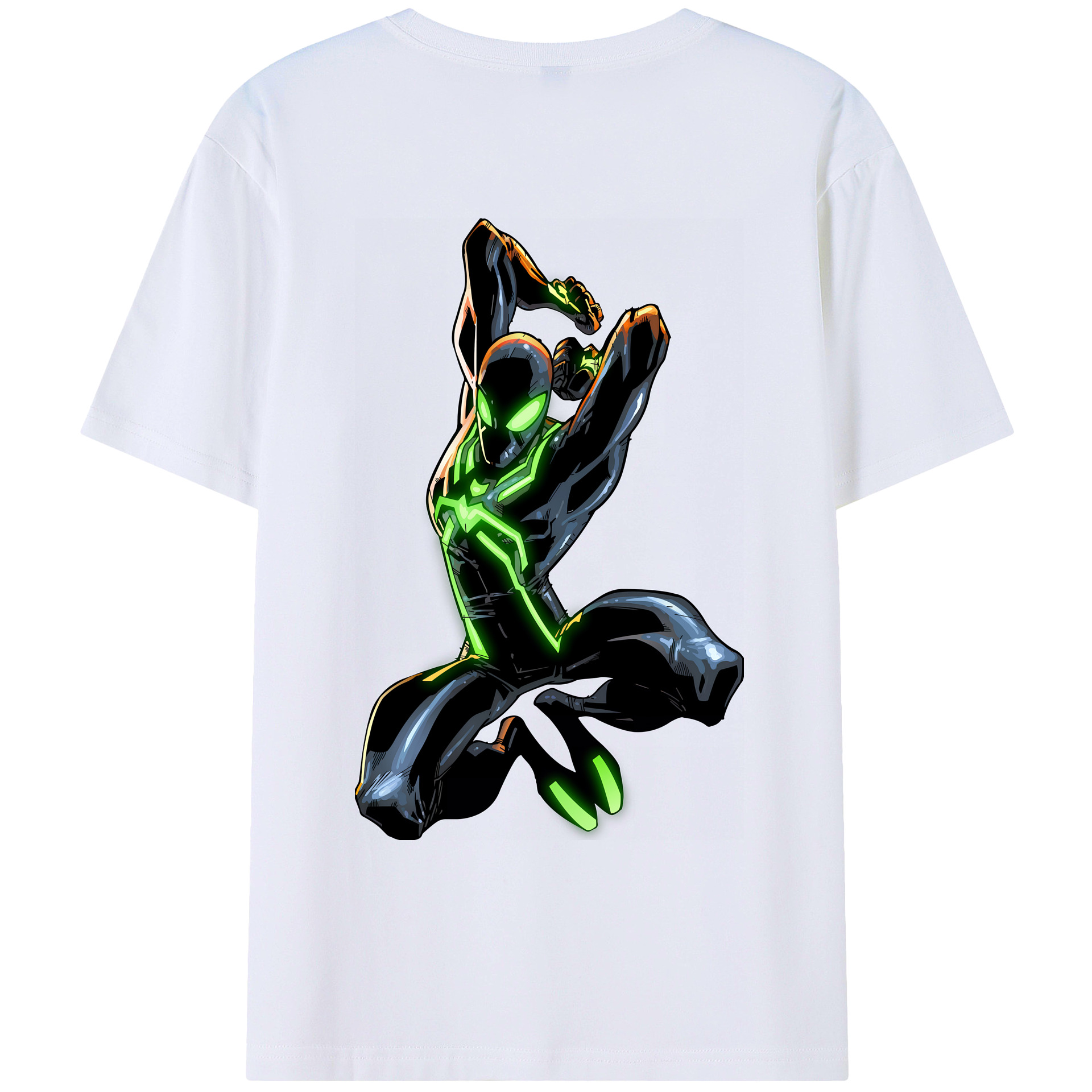（画像用） Spider Man スパイダーマン 綿100％ メンズ半袖Tシャツ（バックプリント） 通気性