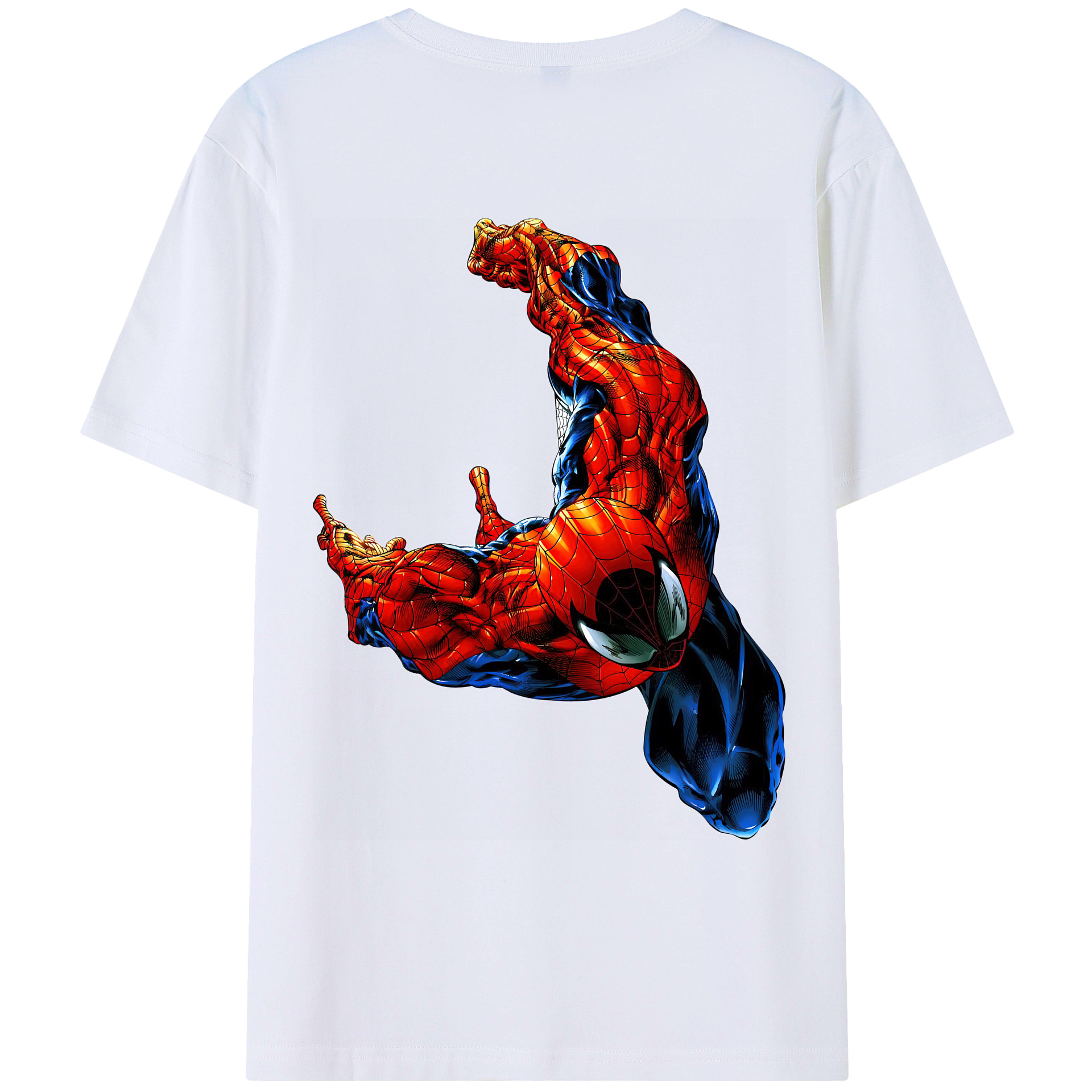 （画像用） Spider Man スパイダーマン 綿100％ メンズ半袖Tシャツ（バックプリント） 通気性