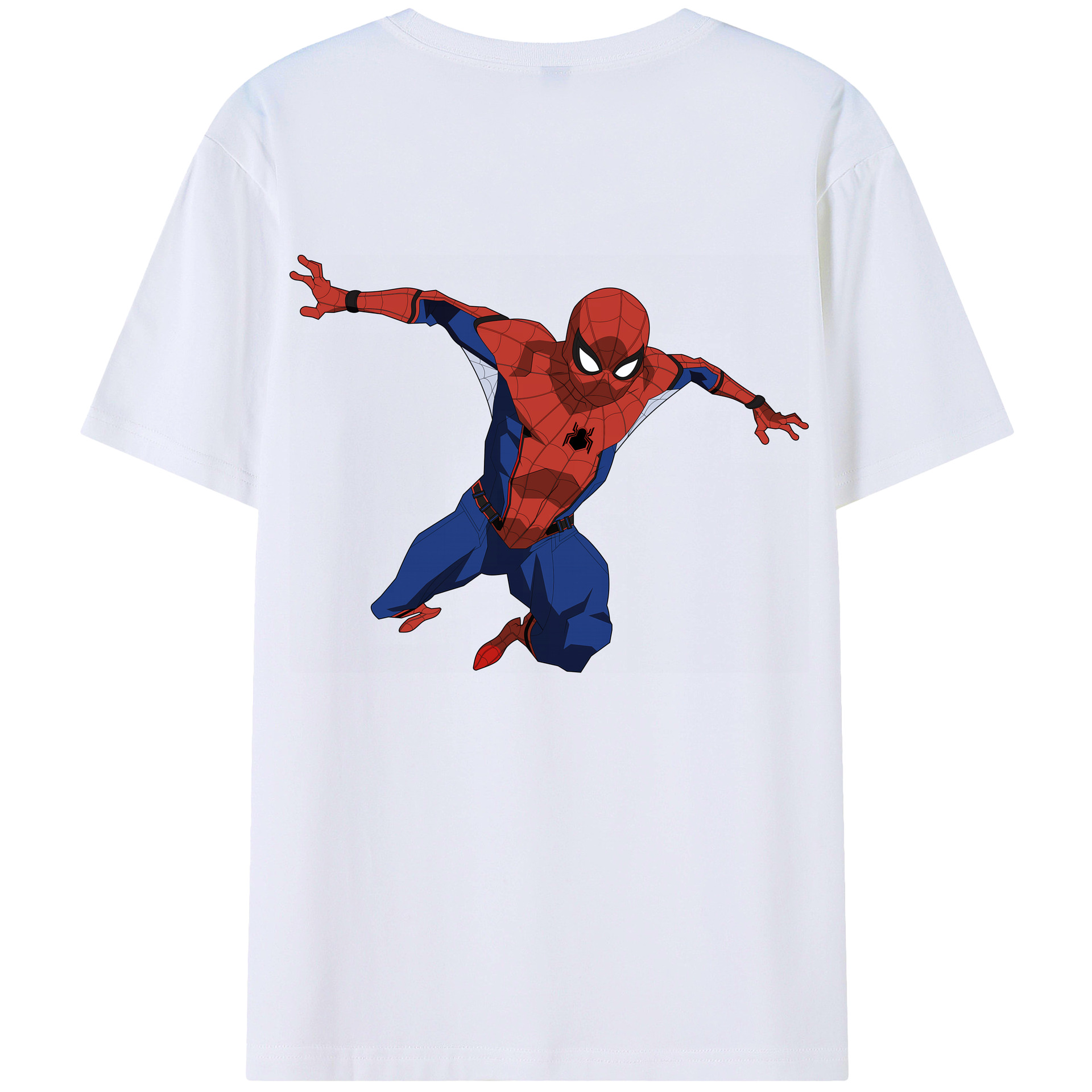 （画像用） Spider Man スパイダーマン 綿100％ メンズ半袖Tシャツ（バックプリント） 通気性