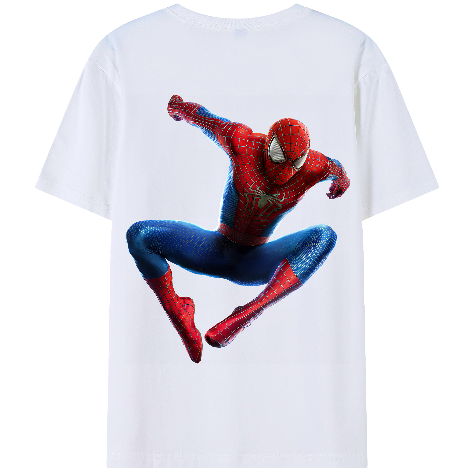 （画像用） Spider Man スパイダーマン 綿100％ メンズ半袖Tシャツ（バックプリント） 通気性