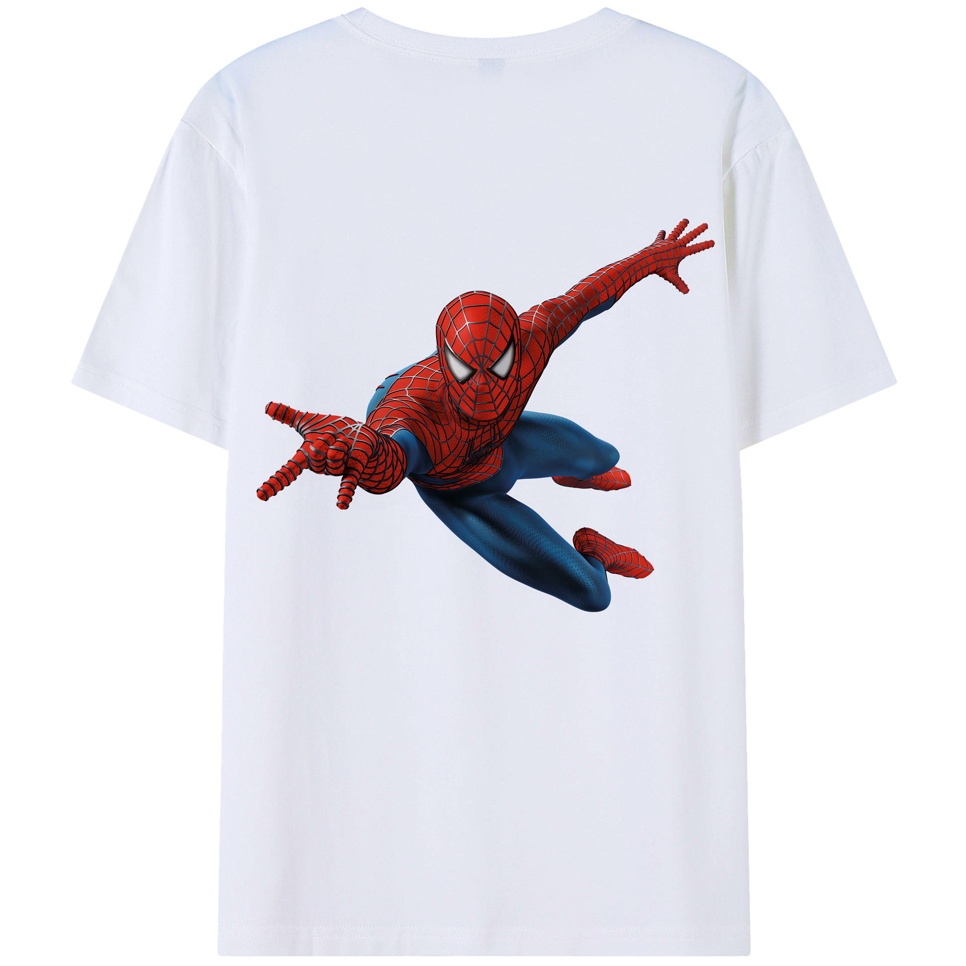 （画像用） Spider Man スパイダーマン 綿100％ メンズ半袖Tシャツ（バックプリント） 通気性