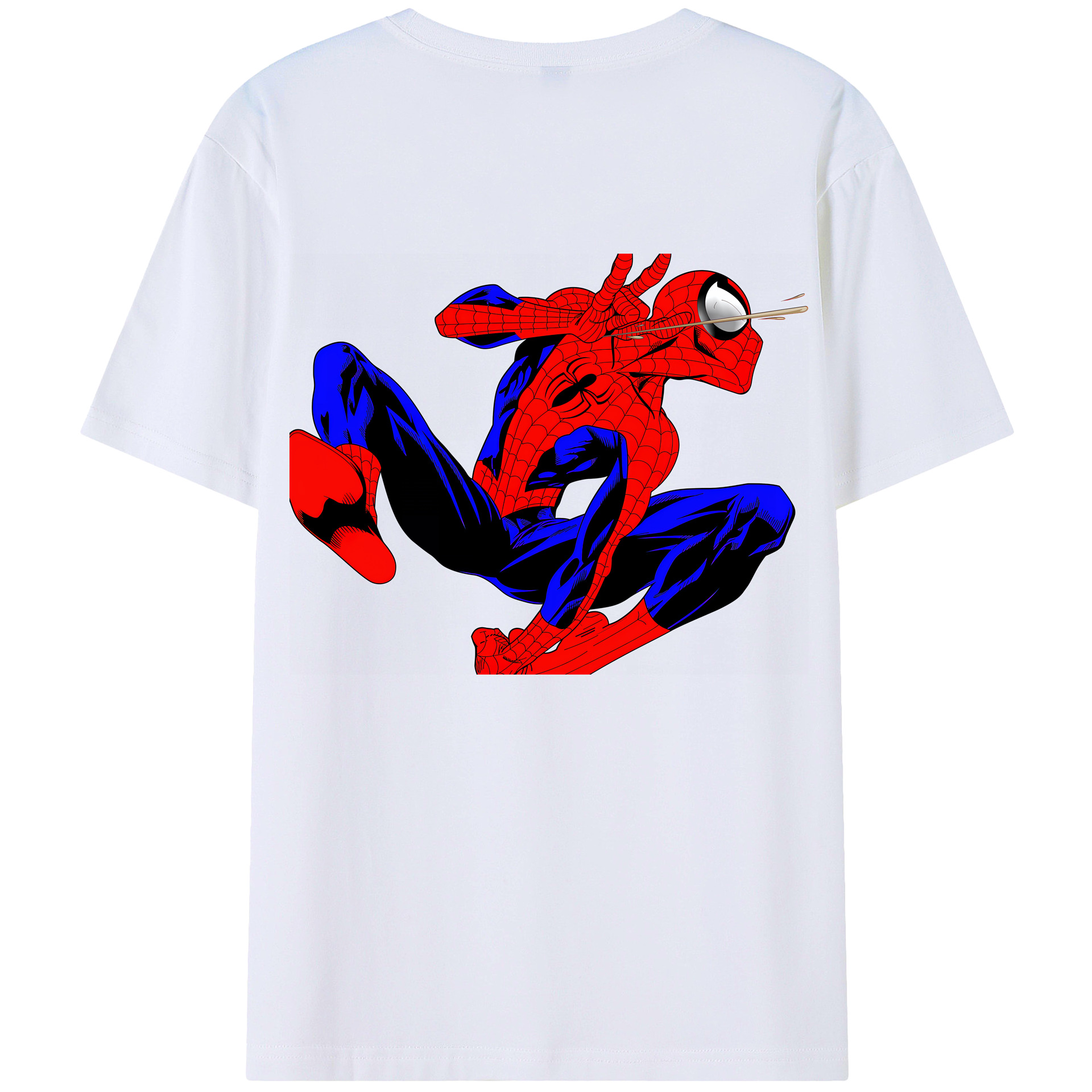 （画像用） Spider Man スパイダーマン 綿100％ メンズ半袖Tシャツ（バックプリント） 通気性