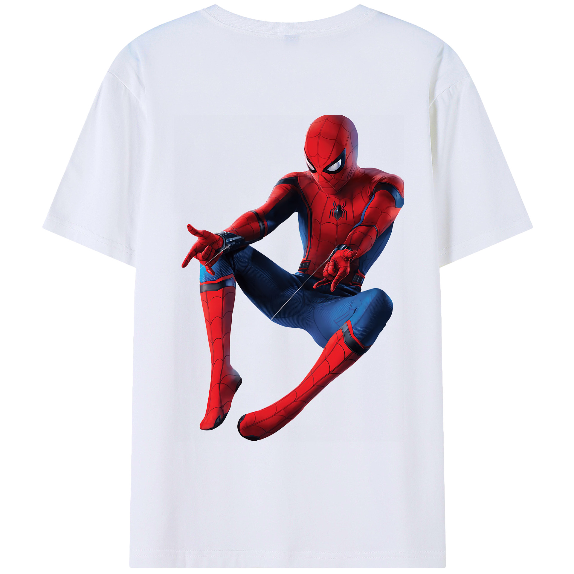 （画像用） Spider Man スパイダーマン 綿100％ メンズ半袖Tシャツ（バックプリント） 通気性