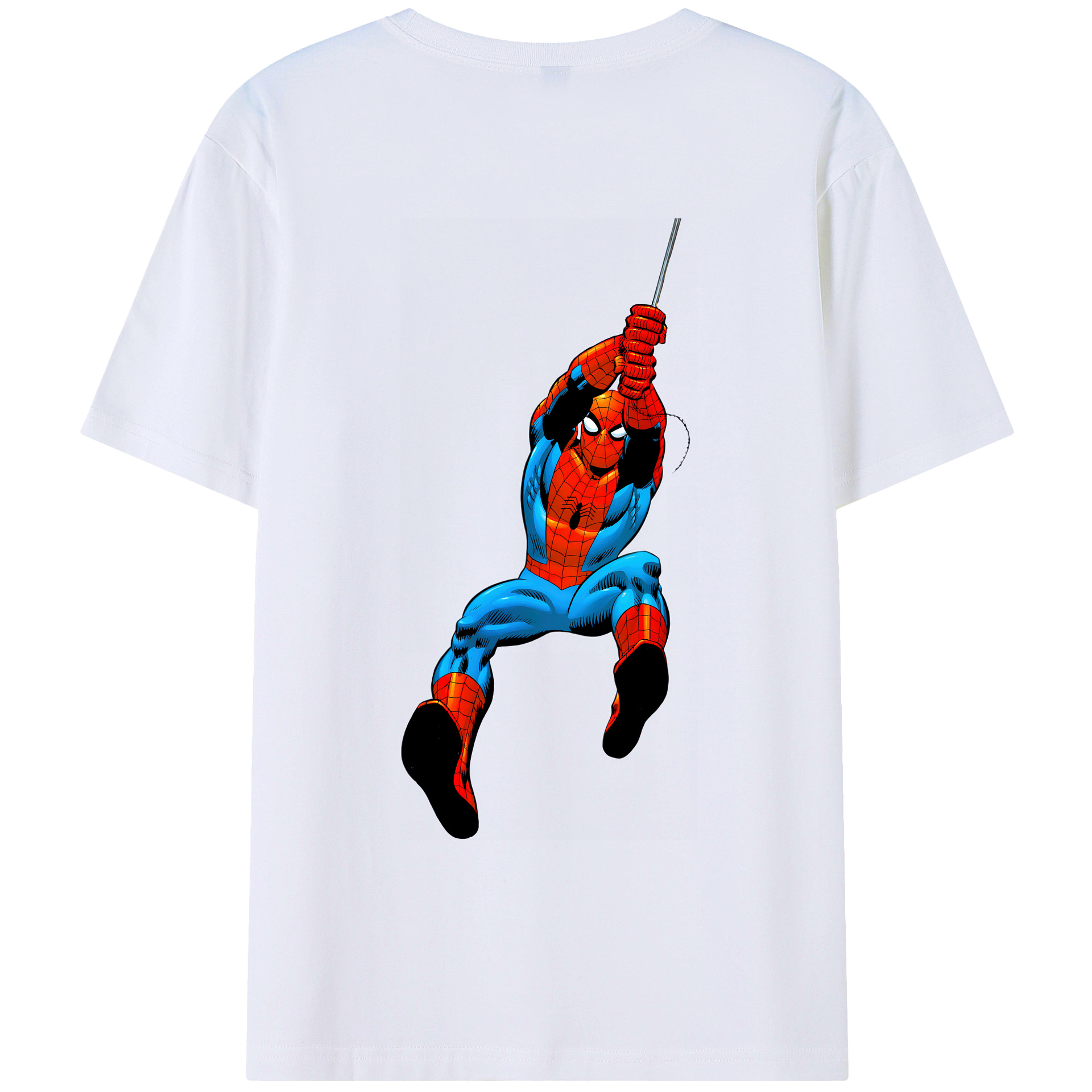 （画像用） Spider Man スパイダーマン 綿100％ メンズ半袖Tシャツ（バックプリント） 通気性
